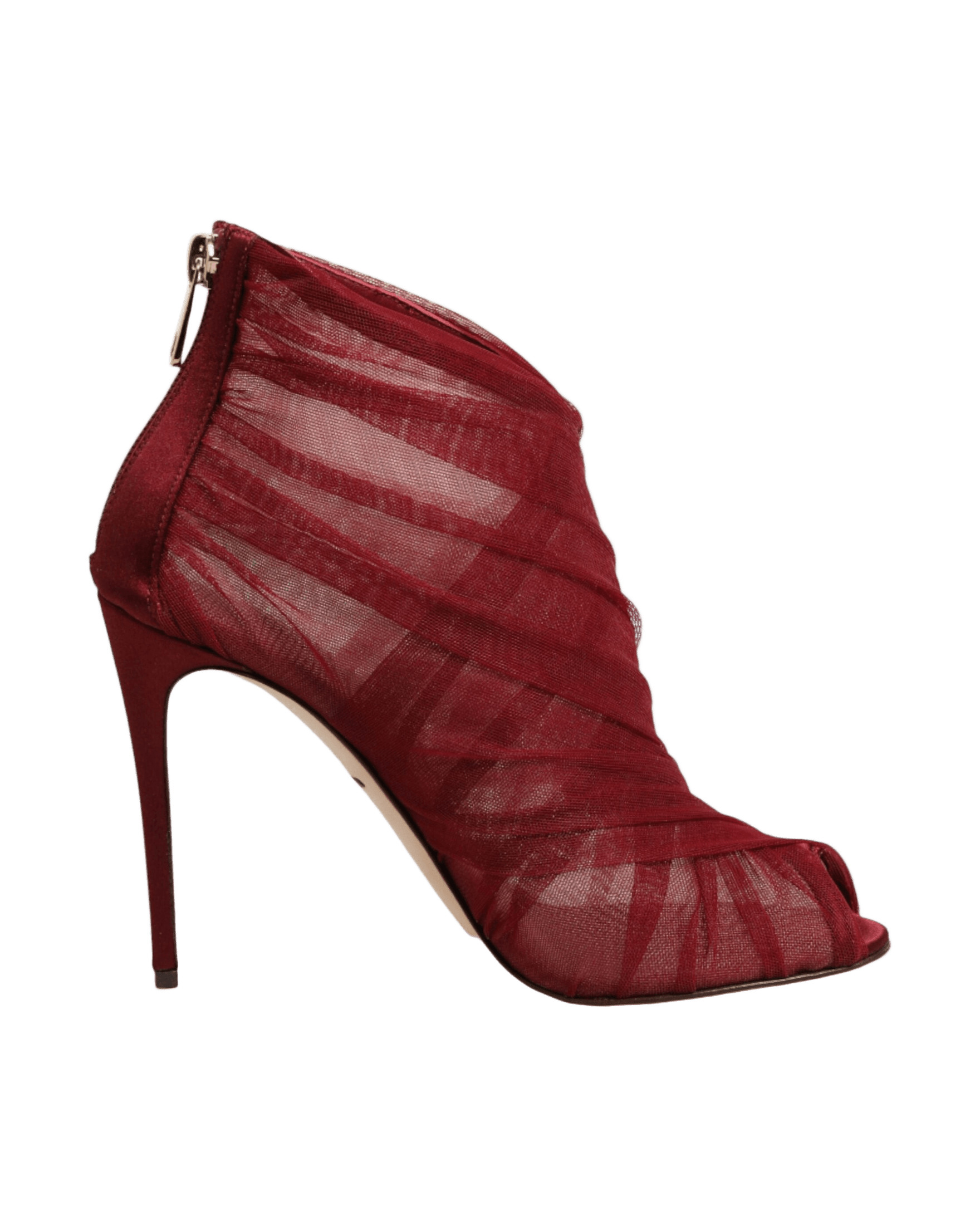 Dolce & Gabbana Red Tulle Ankle Boots Stiletto Heels Shoes Boots