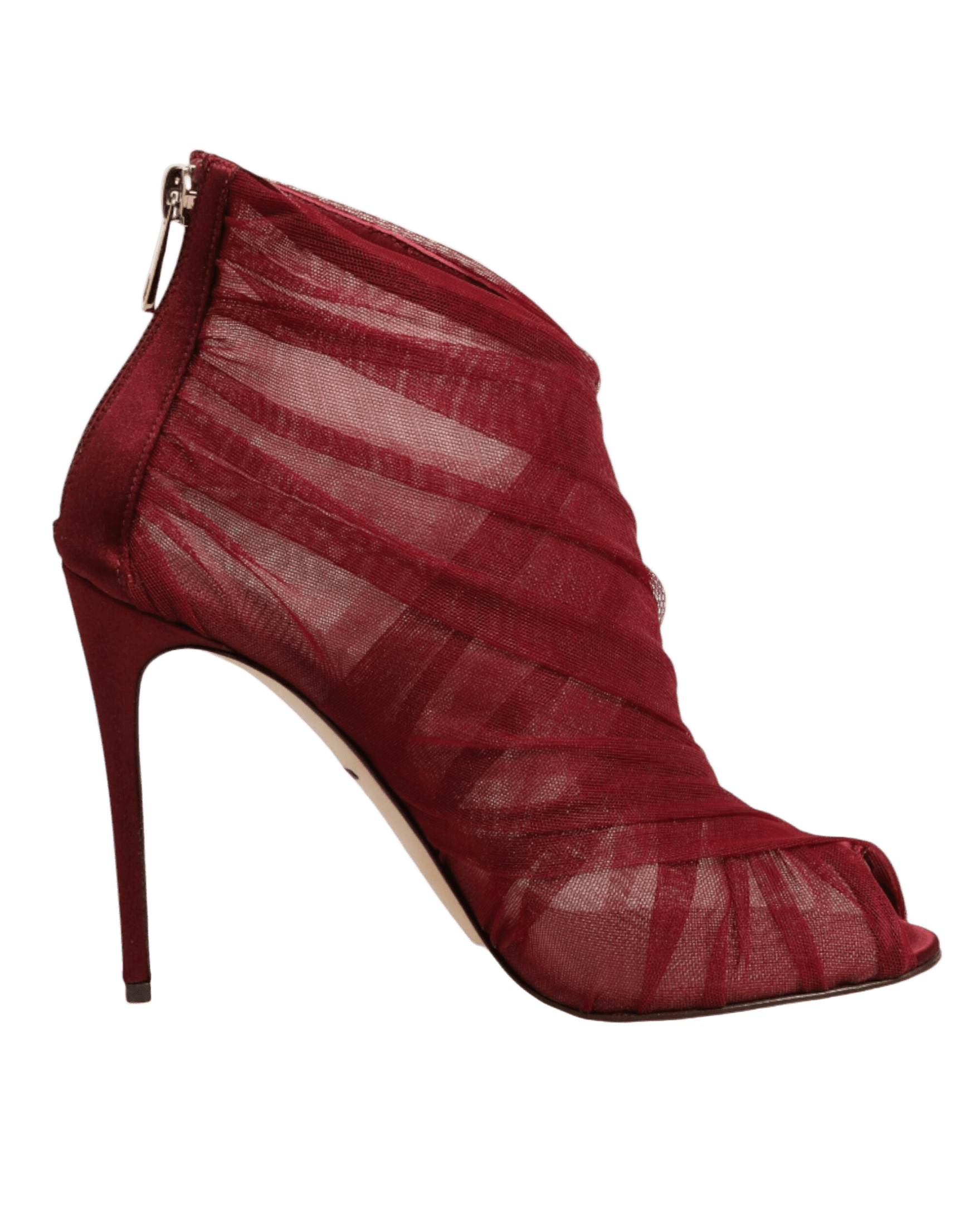 Dolce & Gabbana Red Tulle Ankle Boots Stiletto Heels Shoes Boots