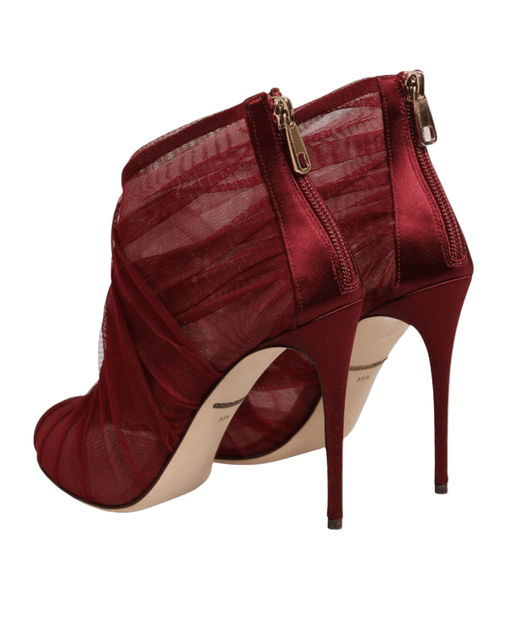 Dolce & Gabbana Red Tulle Ankle Boots Stiletto Heels Shoes Boots