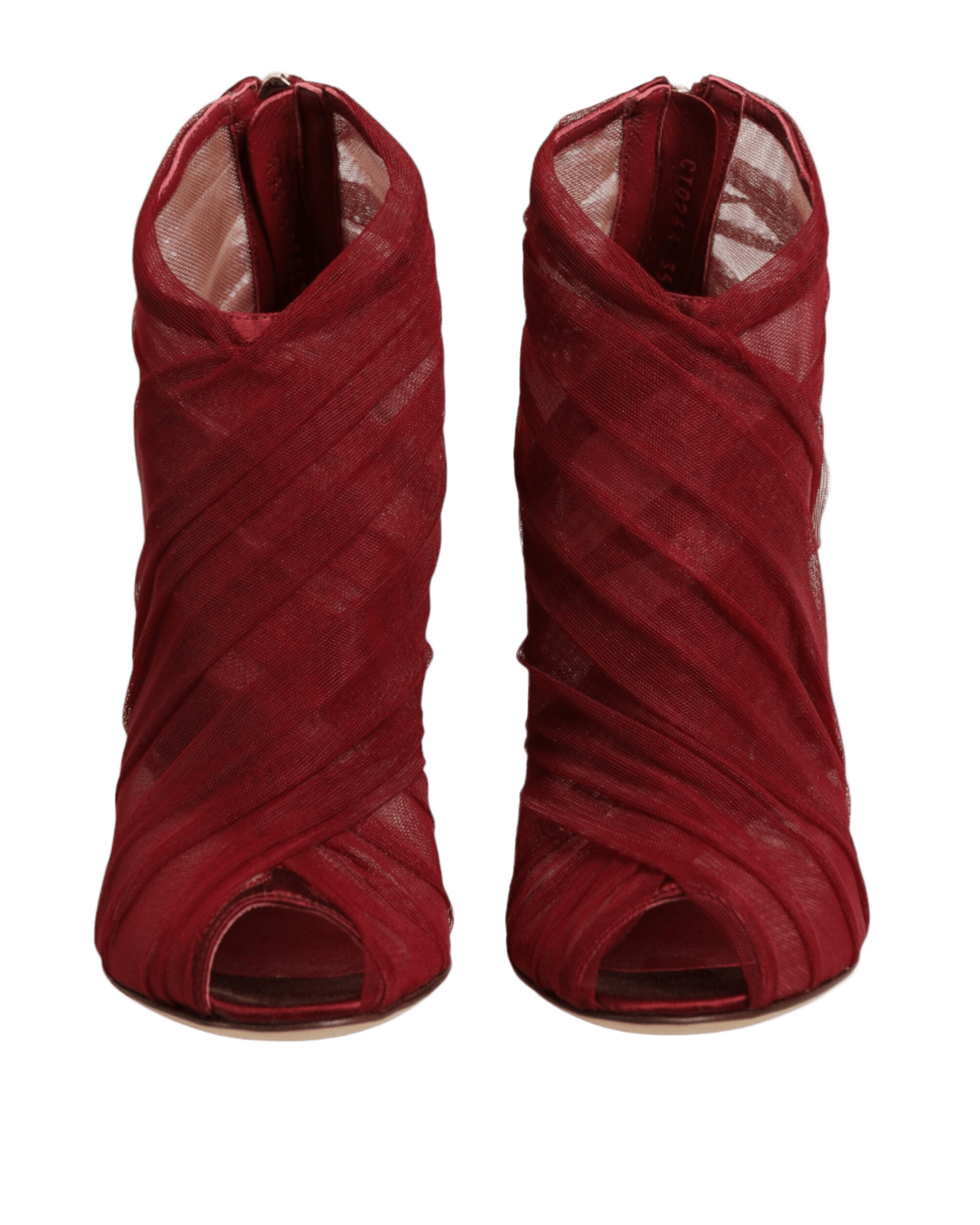 Dolce & Gabbana Red Tulle Ankle Boots Stiletto Heels Shoes Glam Steals