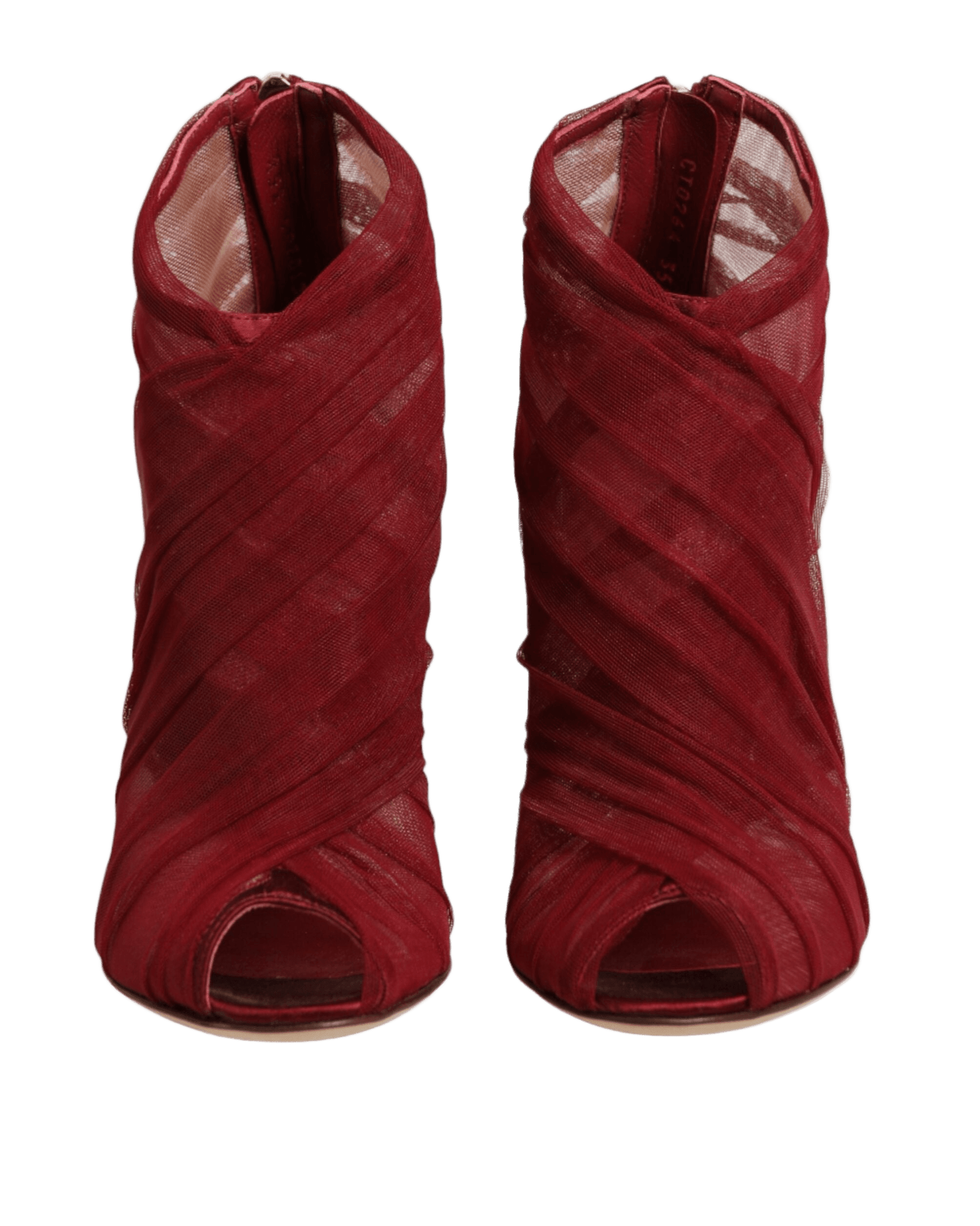 Dolce & Gabbana Red Tulle Ankle Boots Stiletto Heels Shoes Boots