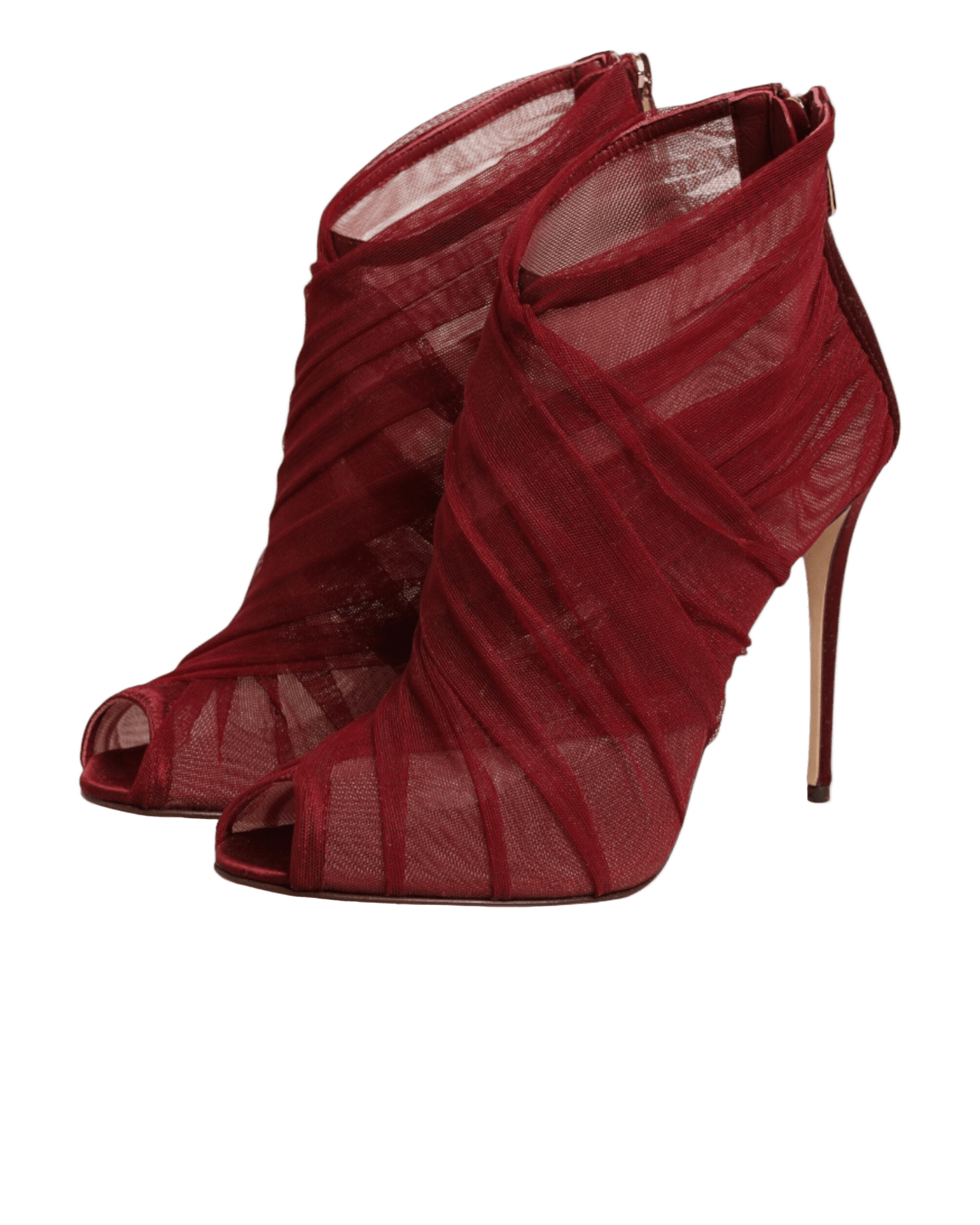 Dolce & Gabbana Red Tulle Ankle Boots Stiletto Heels Shoes Boots
