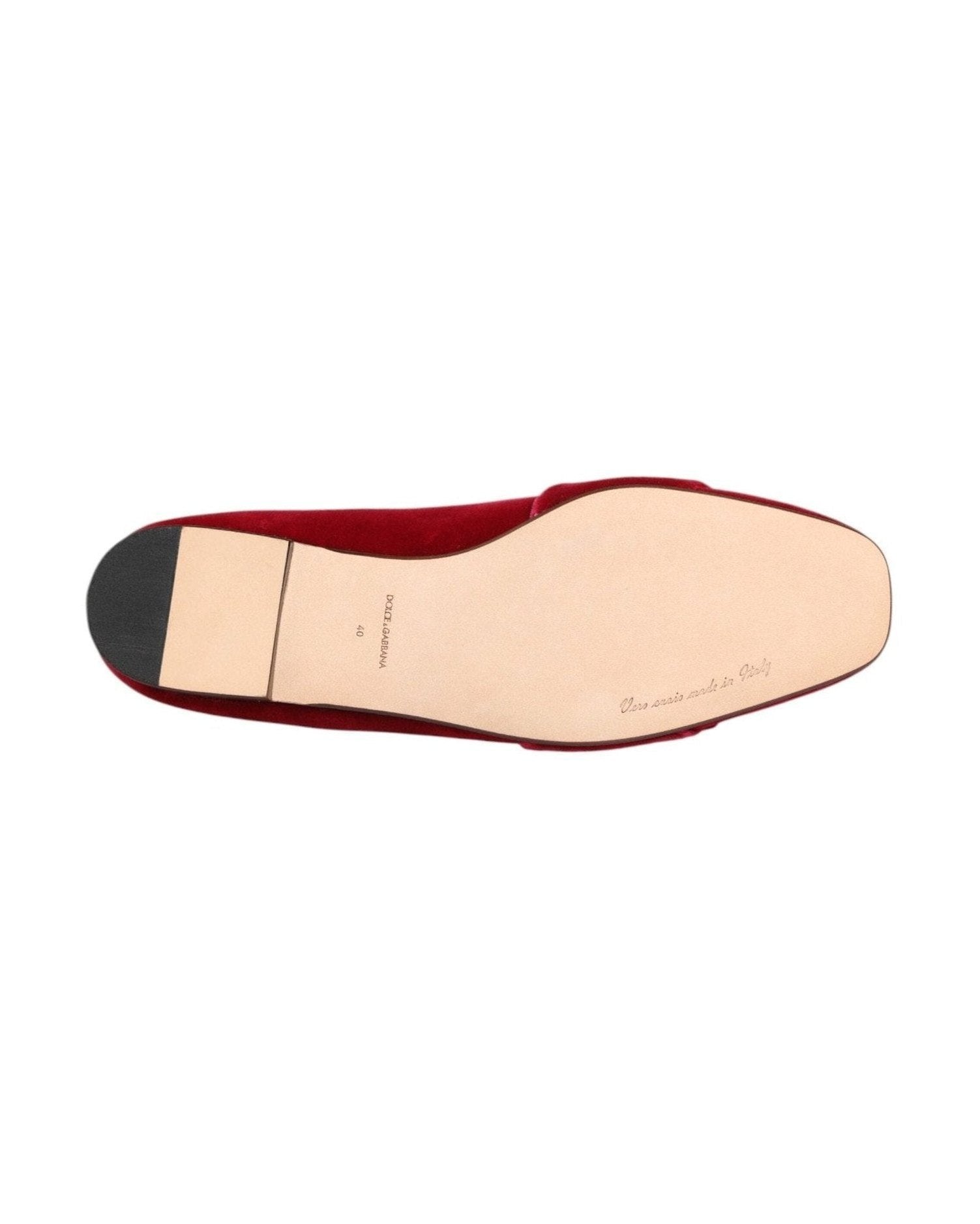 Dolce & Gabbana Red Velvet Crystal Buckle Loafers Flats Shoes Glam Steals