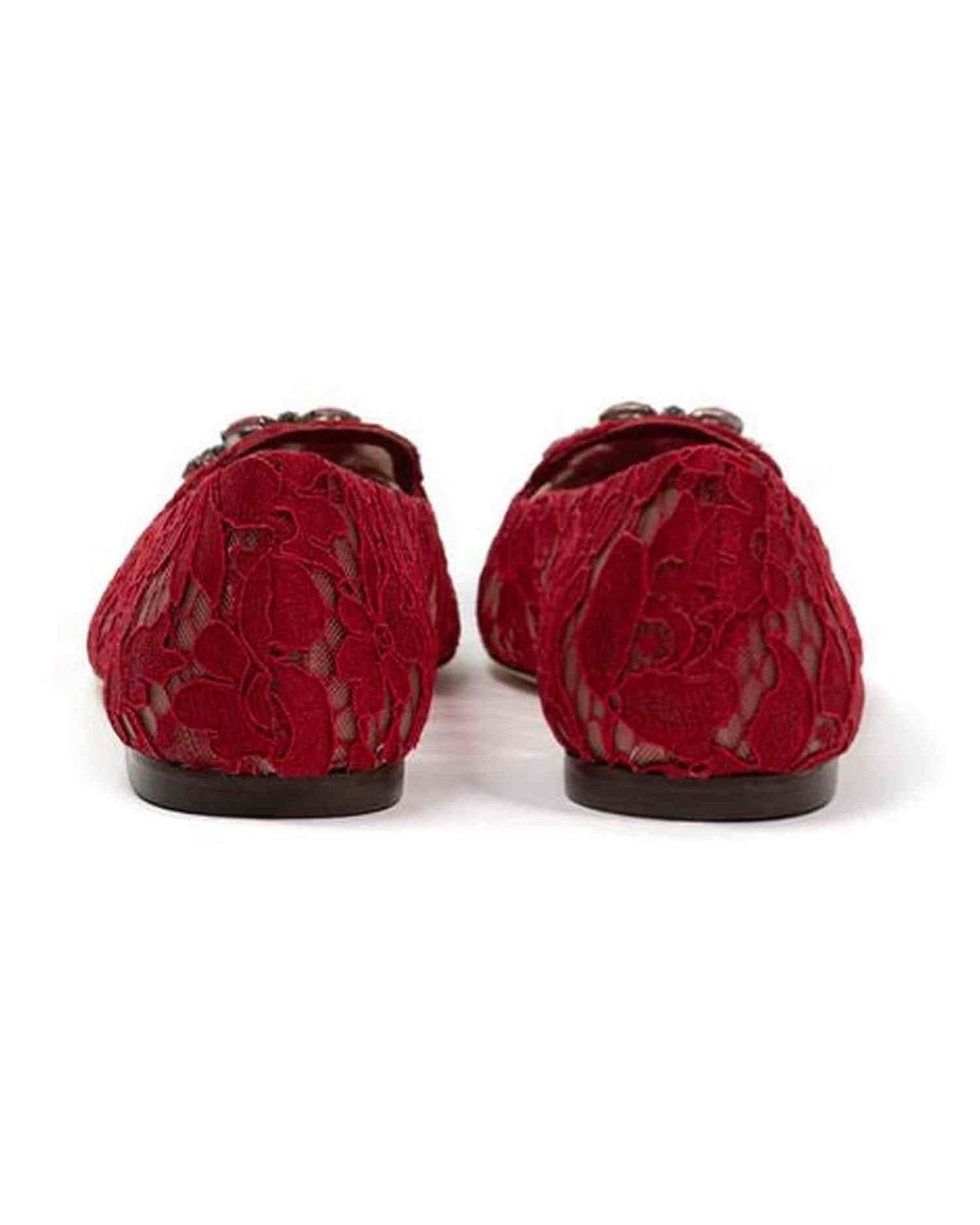Dolce & Gabbana Red Viscose Flat Shoe Flats