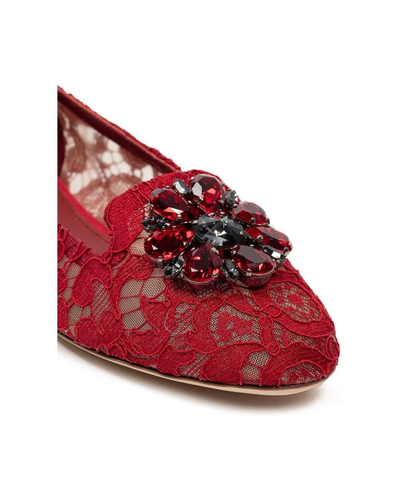 Dolce & Gabbana Red Viscose Flat Shoe Flats