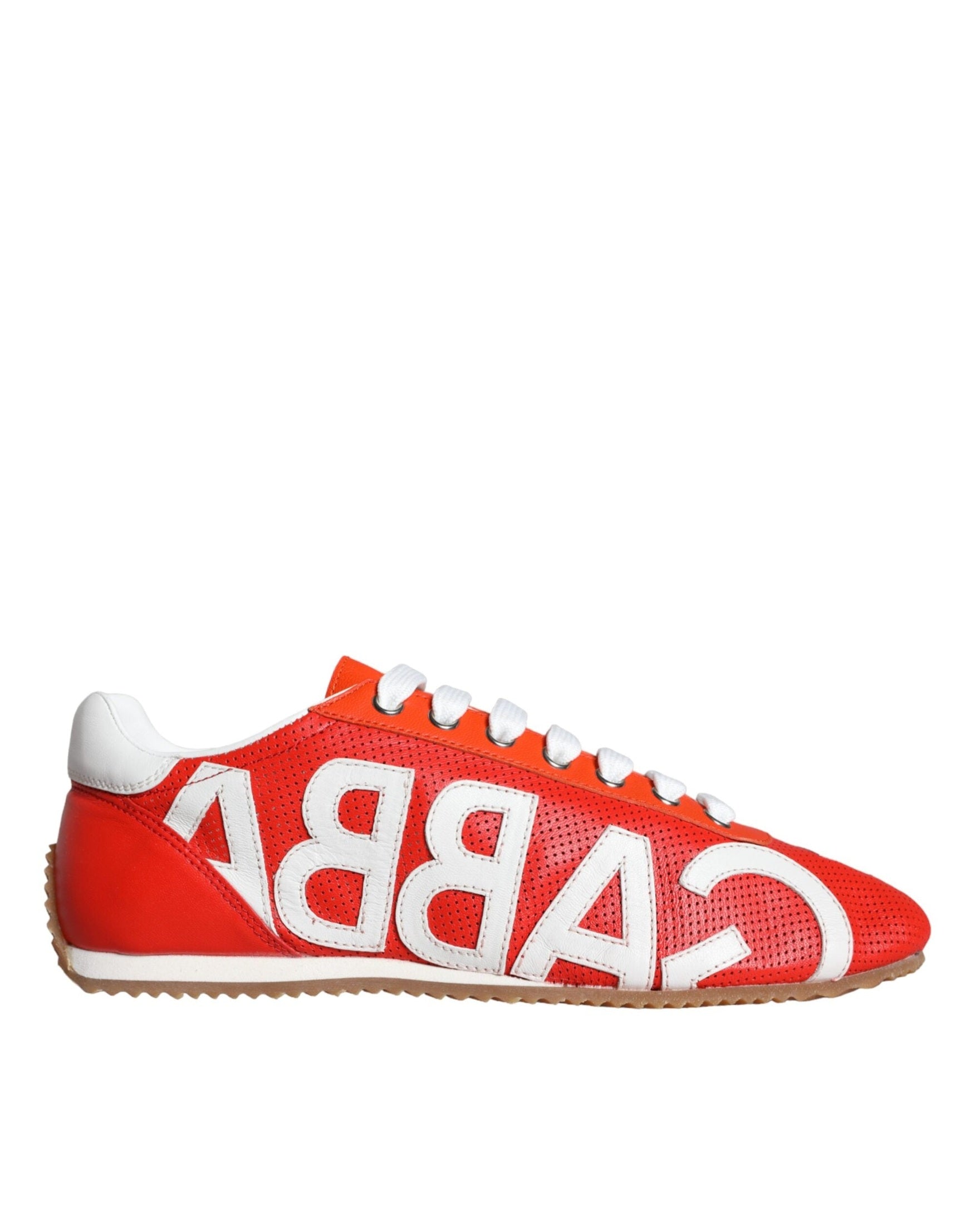 Dolce & Gabbana Red White Leather Logo Casual Sneakers Shoes Glam Steals