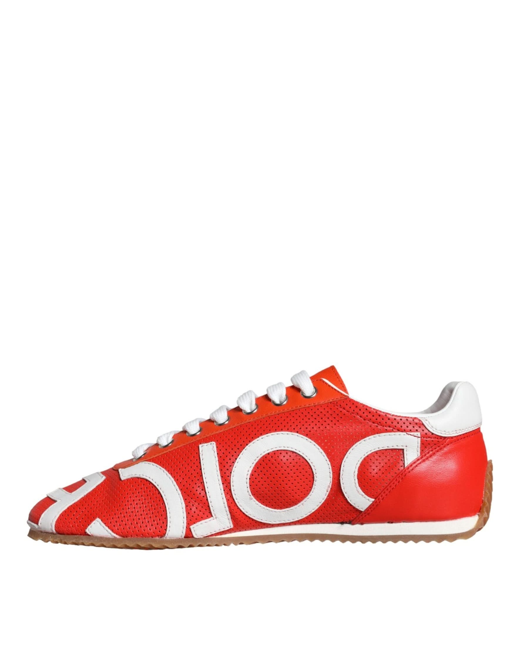 Dolce & Gabbana Red Leather Logo Casual Sneakers Shoes Sneakers