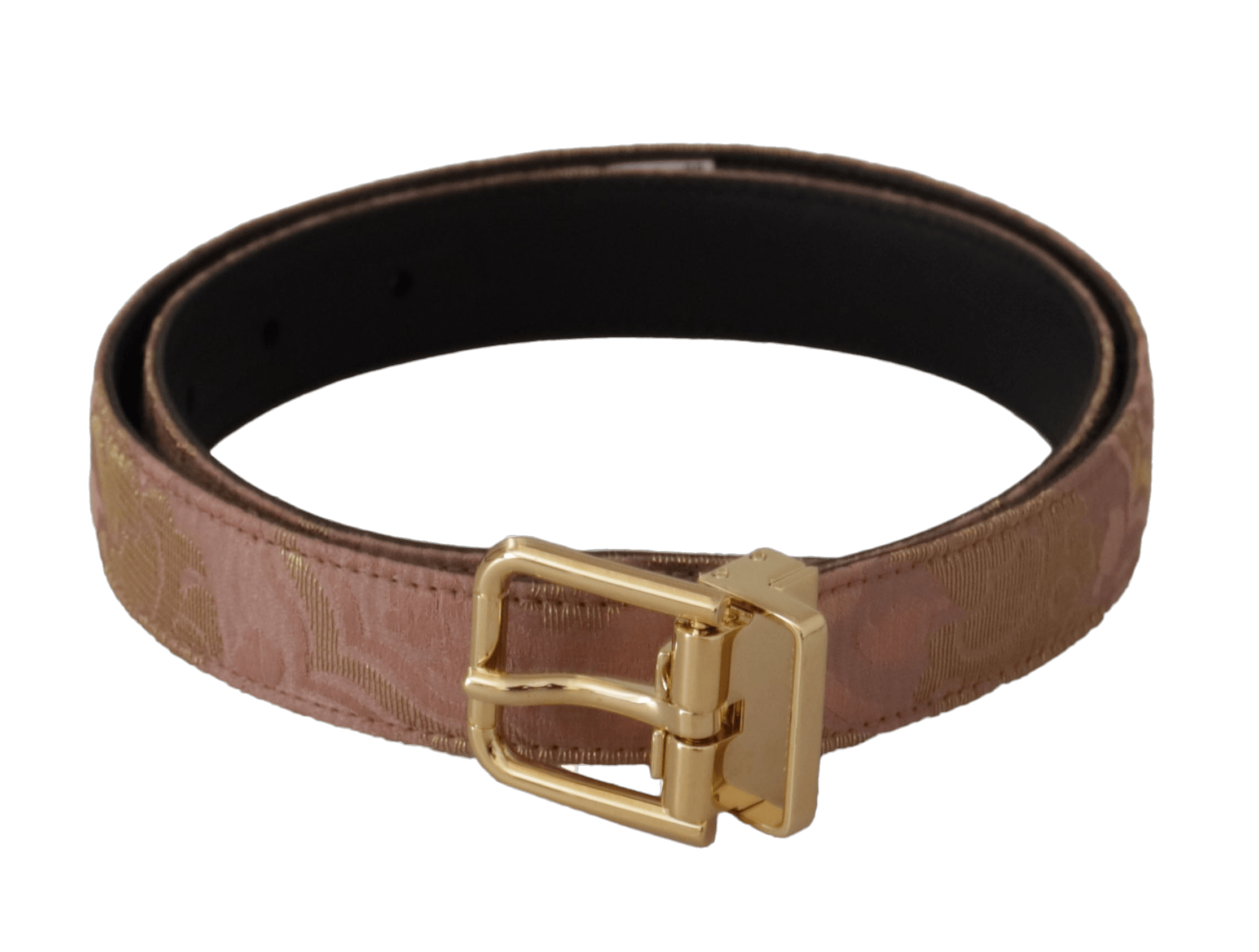 Dolce & Gabbana Rose Gold Leather Logo Engraved Metal Buckle Belt Glam Steals