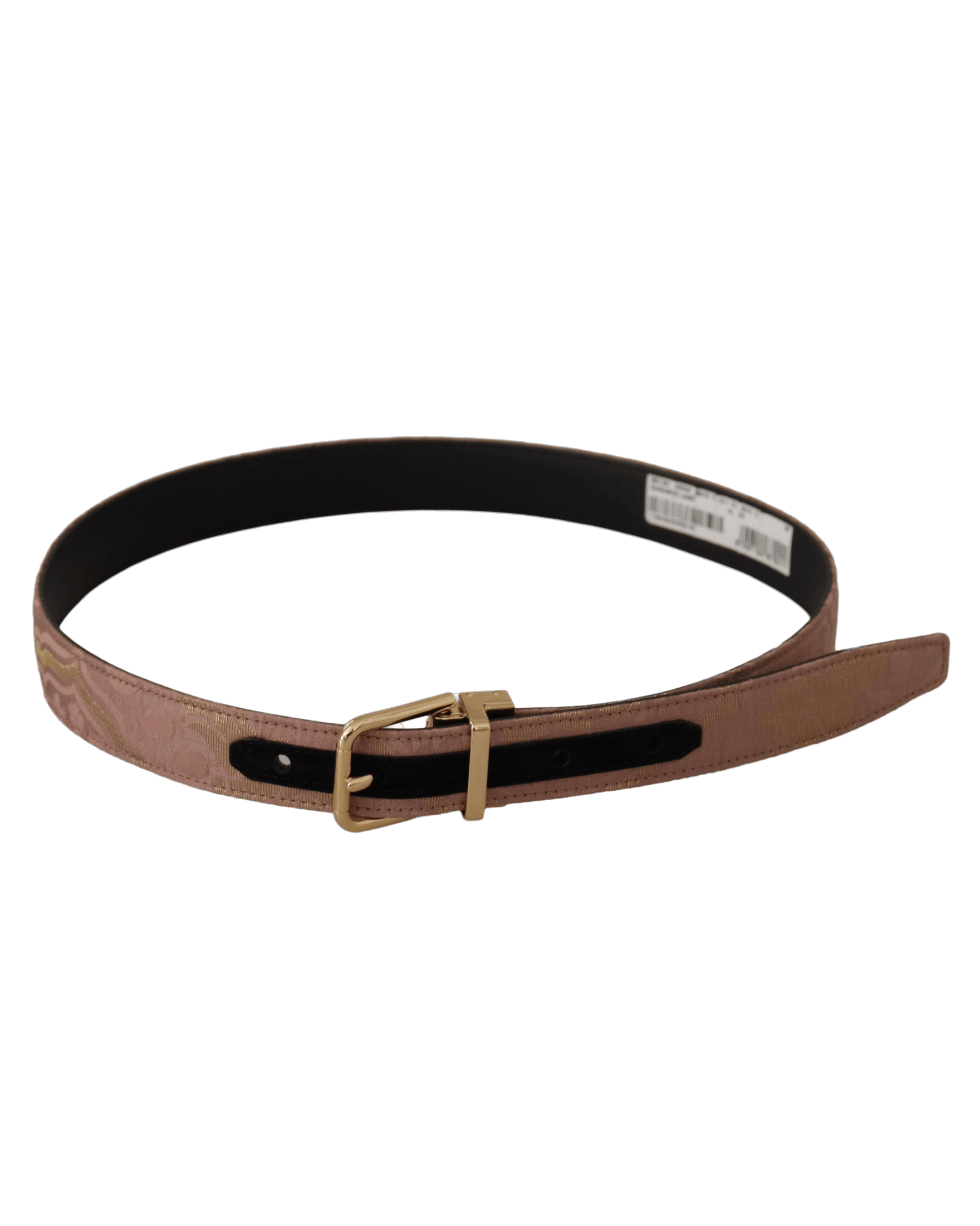 Dolce & Gabbana Gold Rose Leather Logo Engraved Metal Buckle Belt Belts
