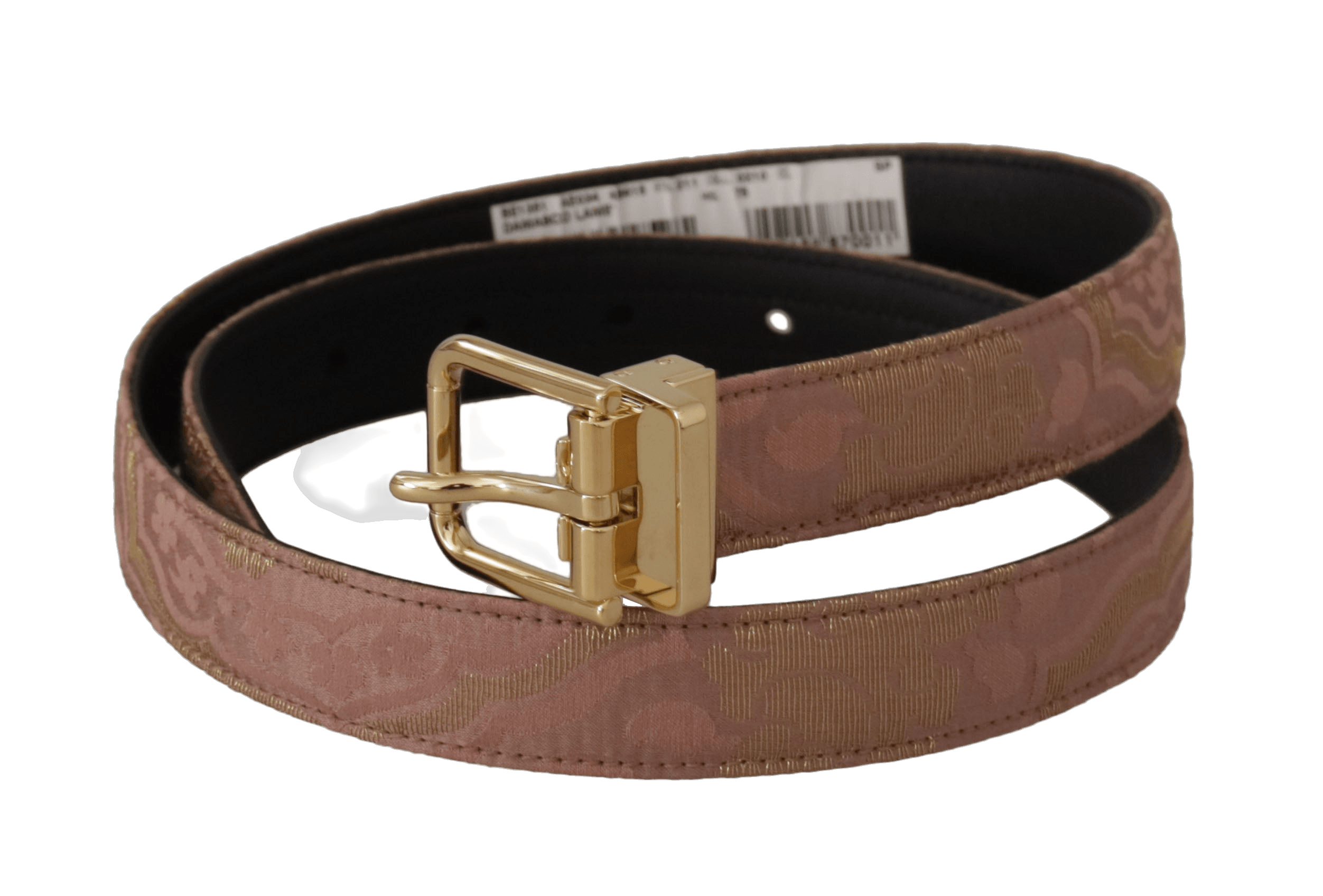 Dolce & Gabbana Rose Gold Leather Logo Engraved Metal Buckle Belt Glam Steals