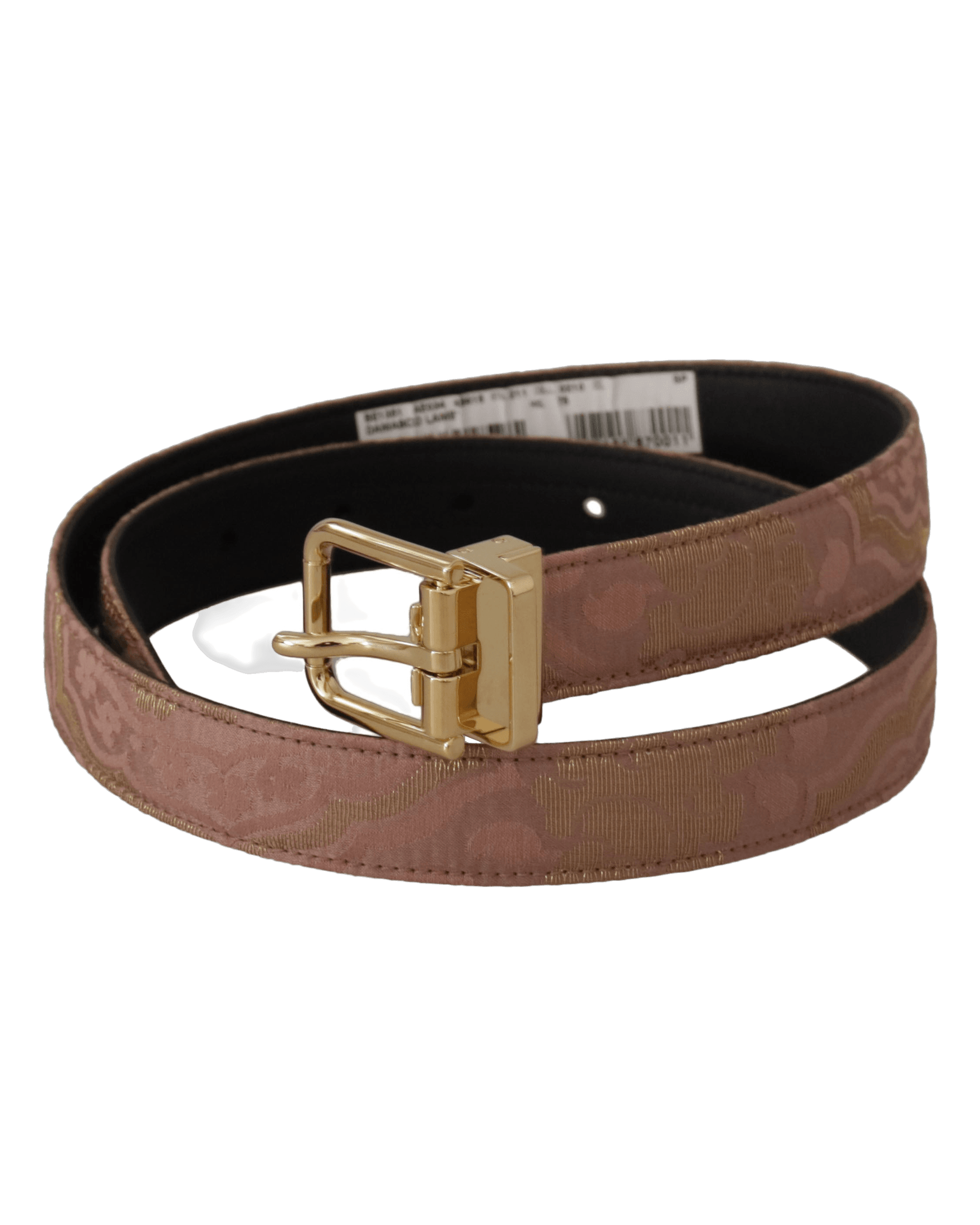 Dolce & Gabbana Gold Rose Leather Logo Engraved Metal Buckle Belt Belts