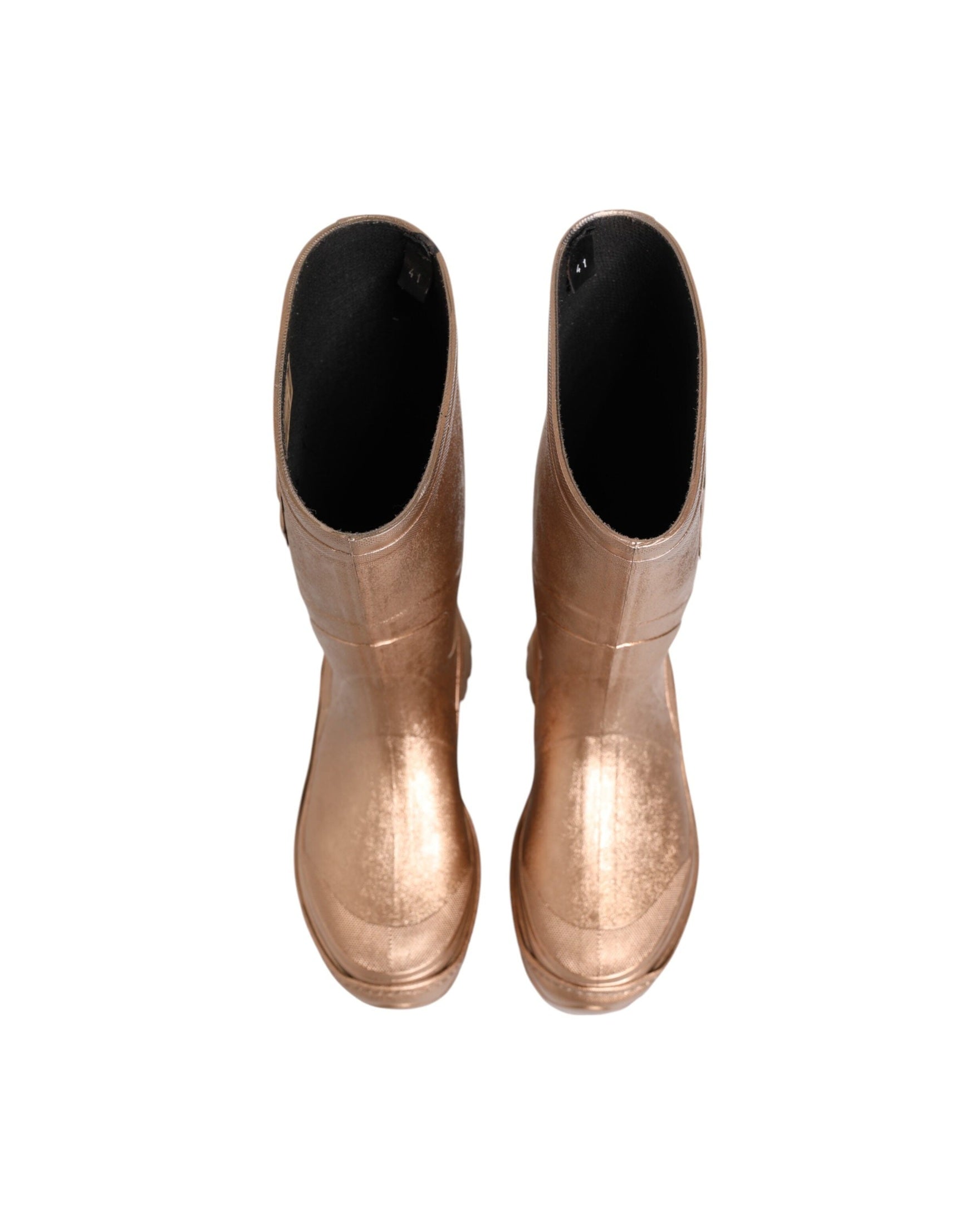 Dolce & Gabbana Rose Gold Rubber Pull On Rain Boots Shoes Glam Steals