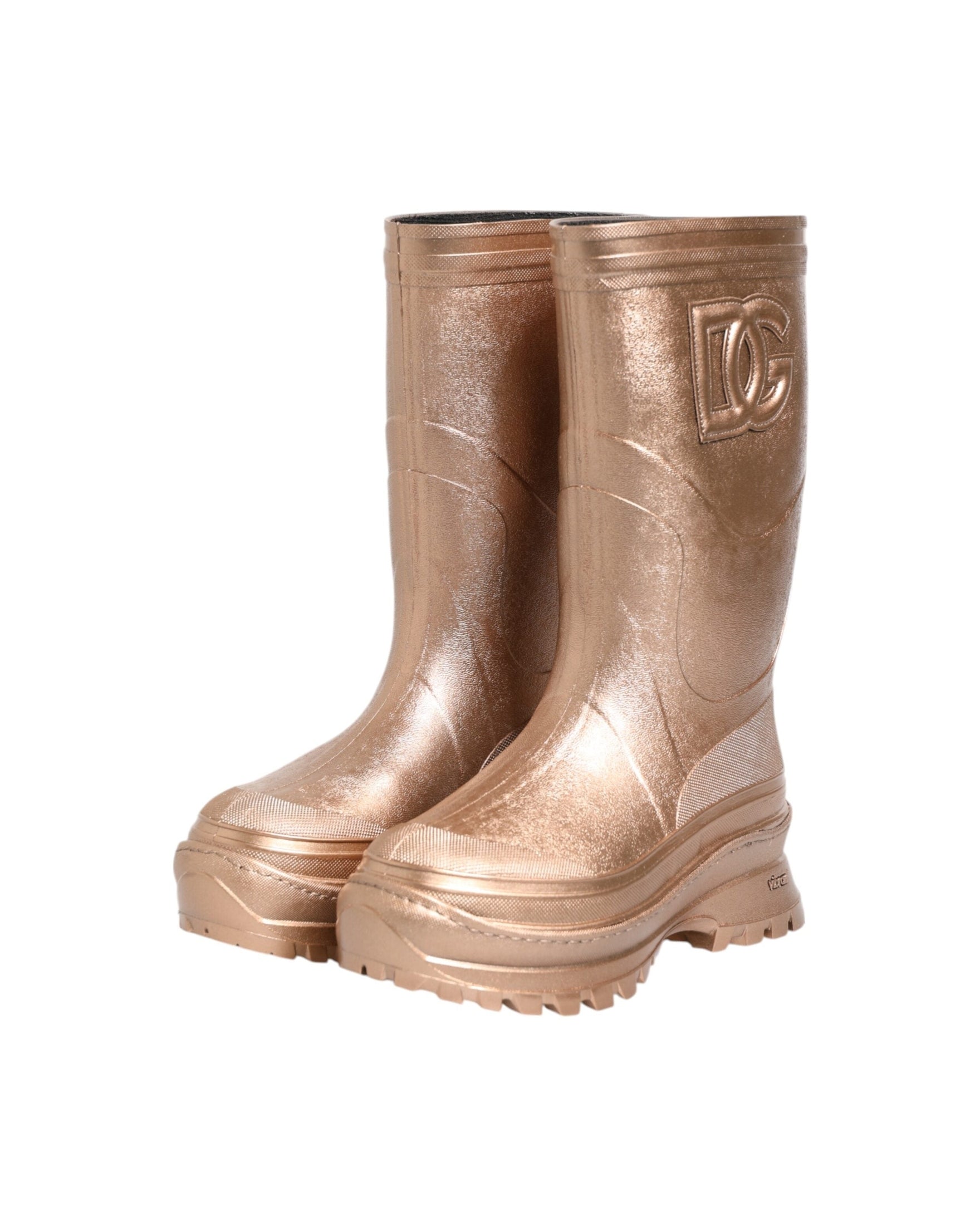 Dolce & Gabbana Rose Gold Rubber Pull On Rain Boots Shoes Glam Steals