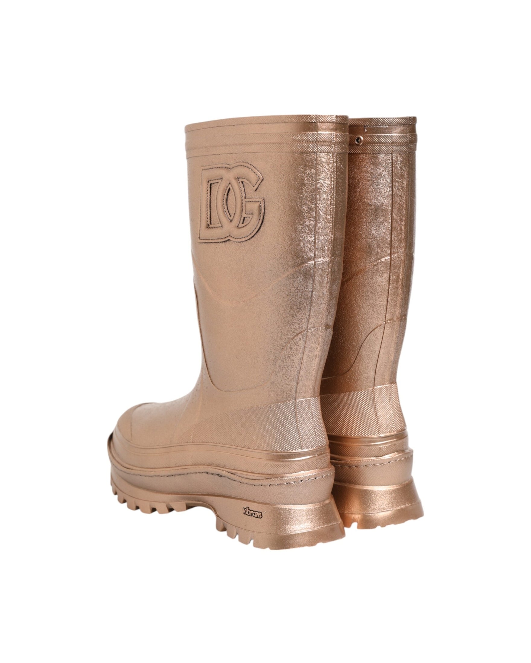 Dolce & Gabbana Rose Gold Rubber Pull On Rain Boots Shoes Glam Steals