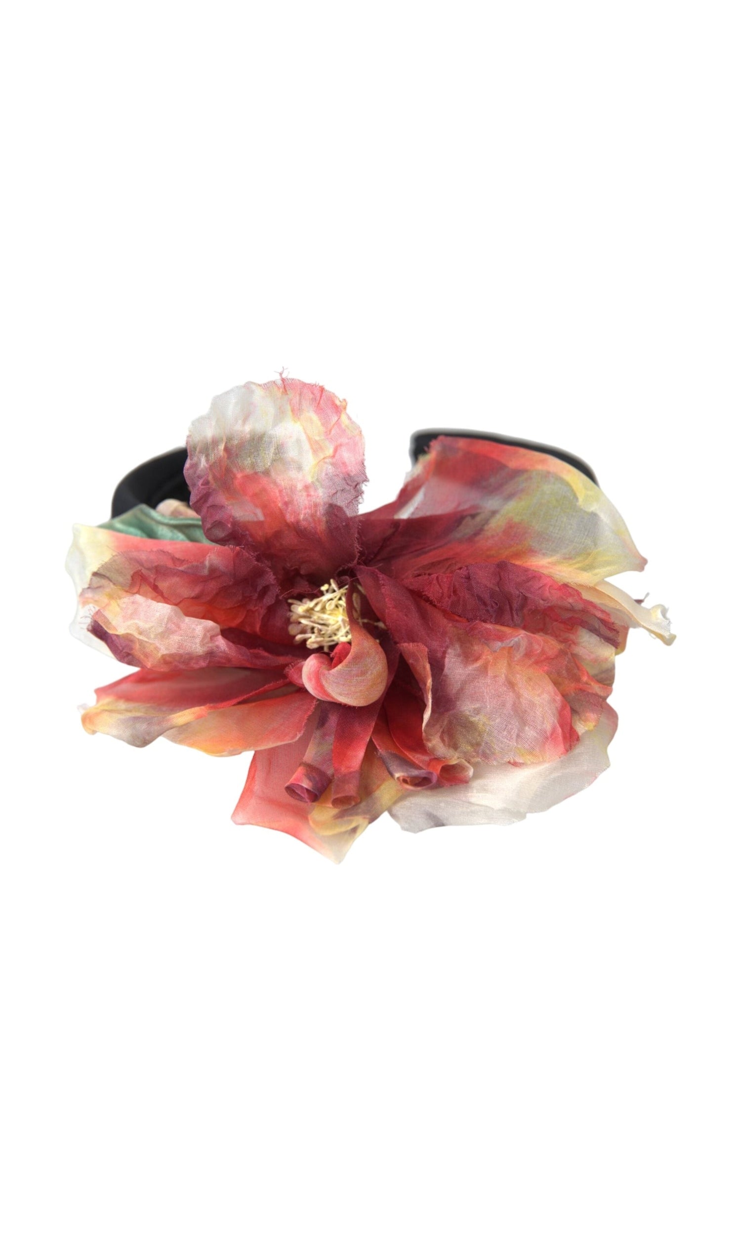 Dolce & Gabbana Rose Silk Floral Tiara Women Hairband Pink Black Diadem Glam Steals