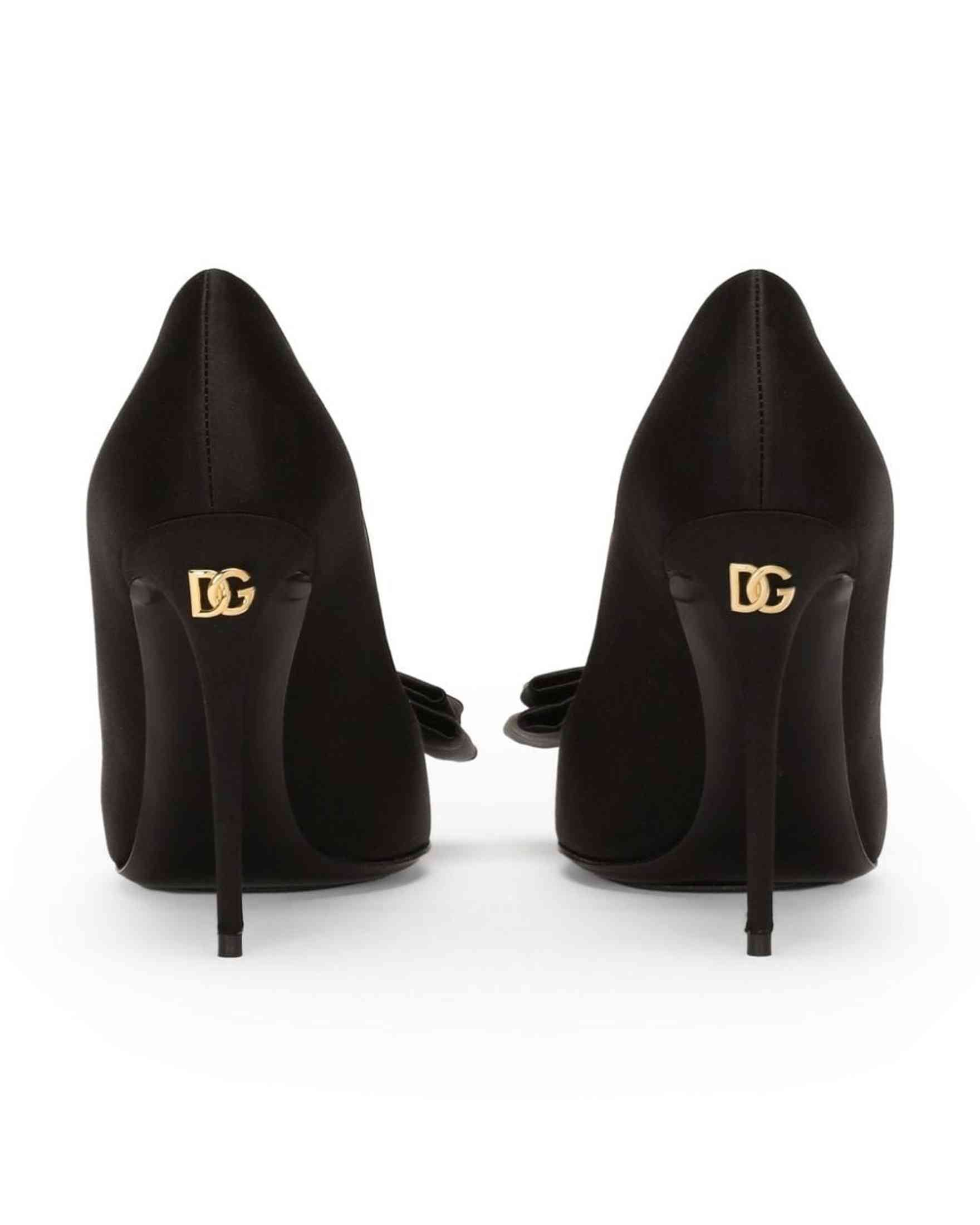 Dolce & Gabbana Satin Pumps with Bow Detail Glam Steals