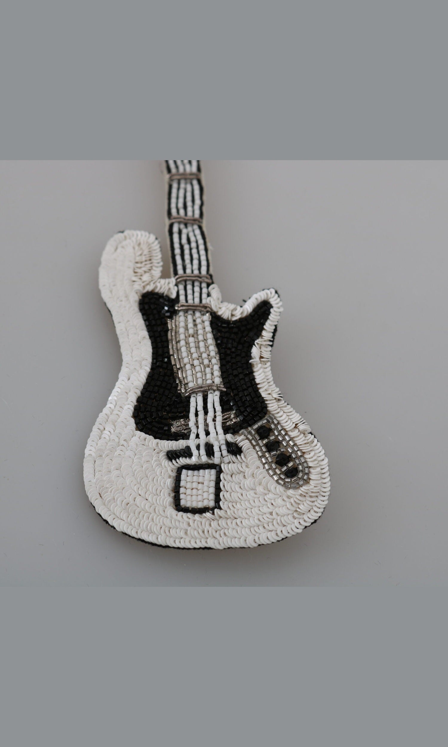 Dolce & Gabbana Sequined Guitar Pin Gold Brooch Glam Steals