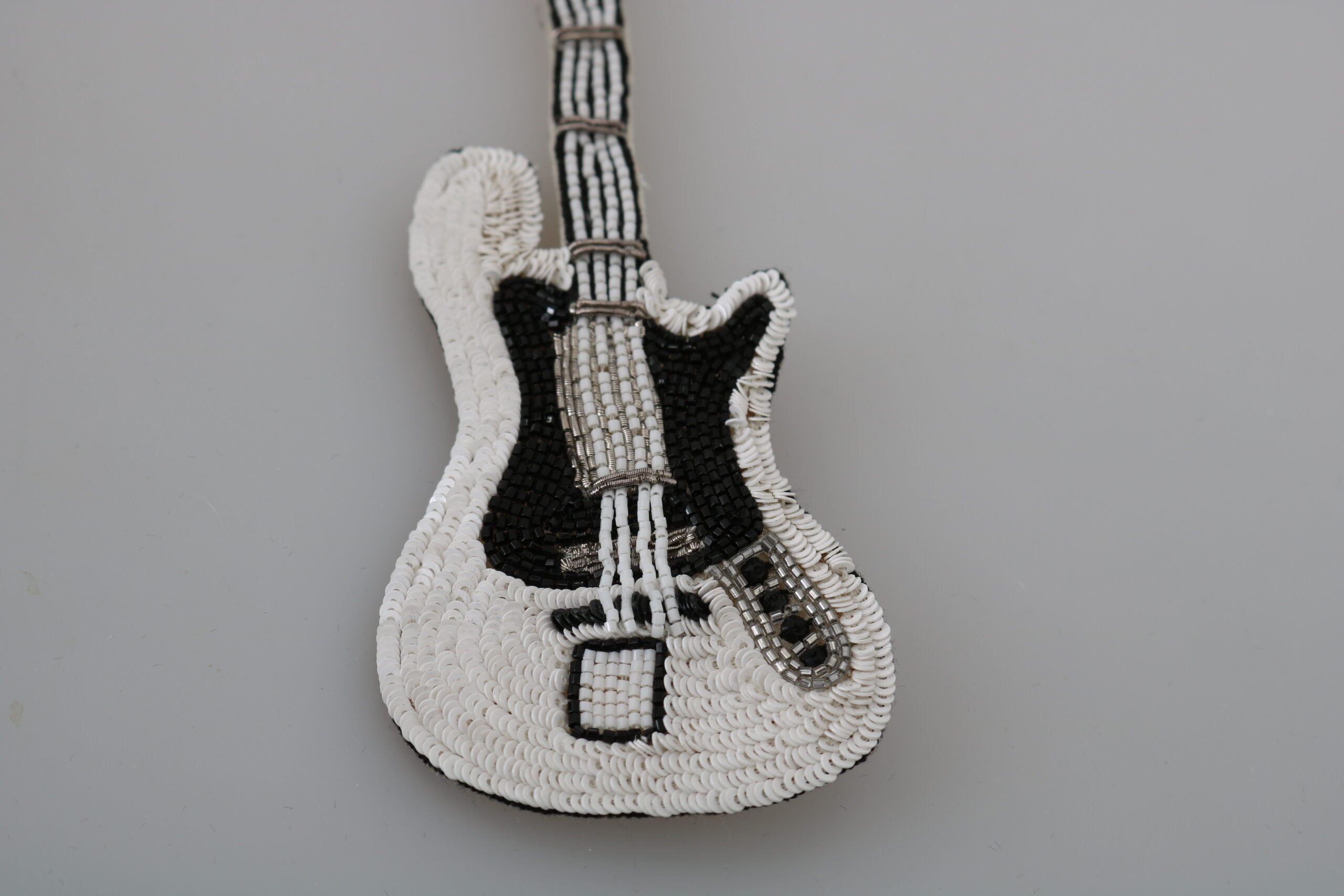 Dolce & Gabbana Sequined Guitar Pin Gold Brooch Glam Steals