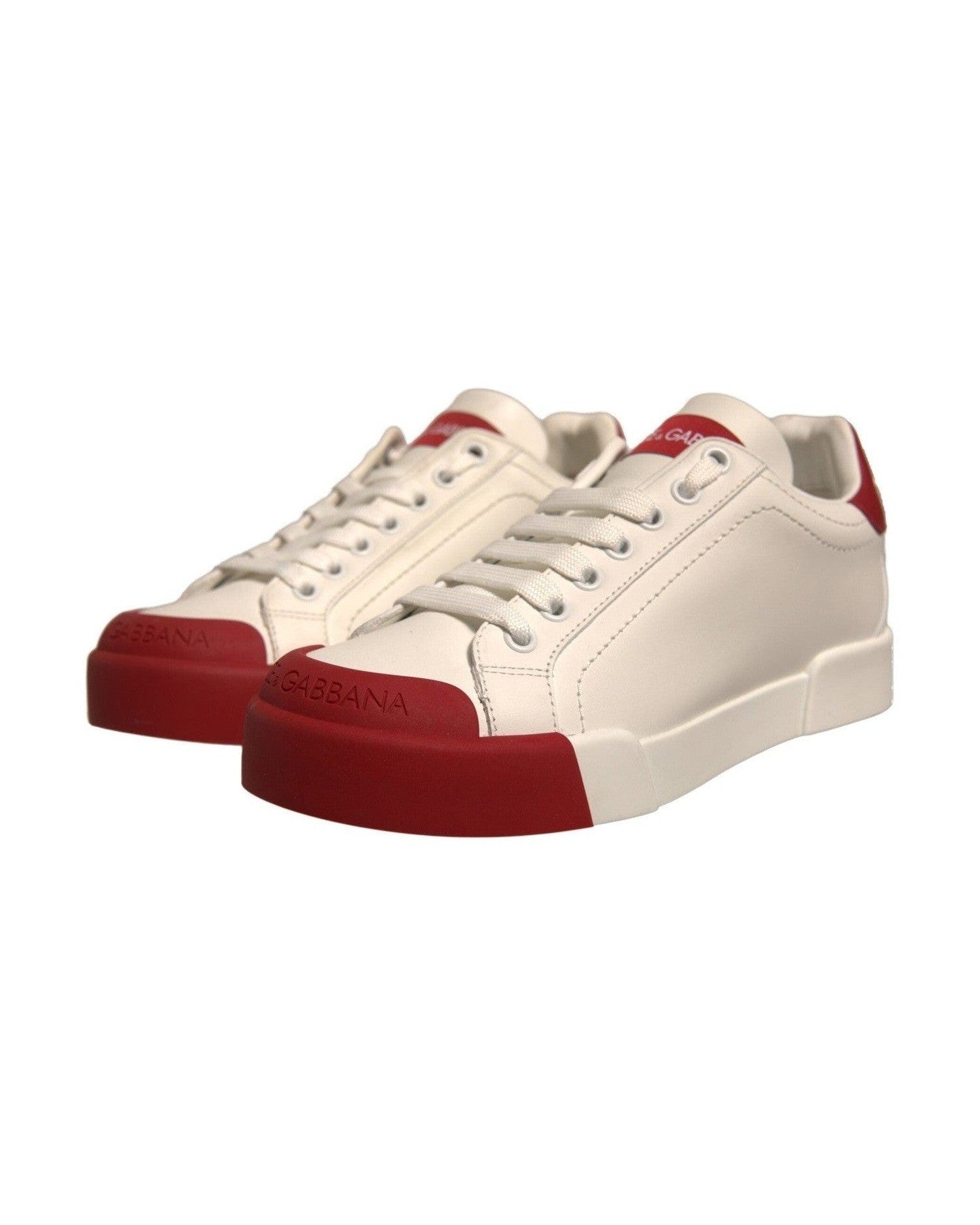 Dolce & Gabbana Shoes White Leather Logo Portofino Sneakers Sneakers
