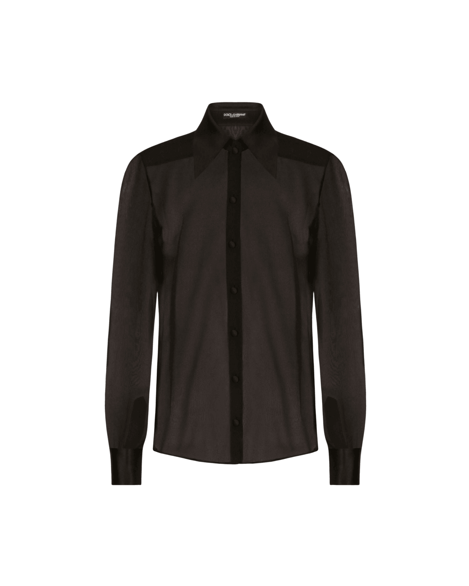 Dolce & Gabbana Satin Detail Silk Chiffon Shirt Shirts