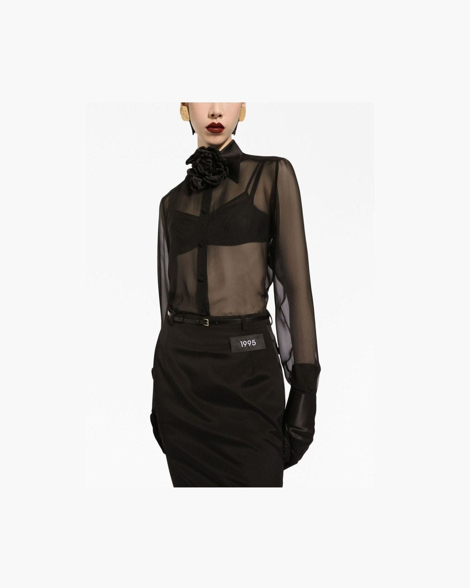 Dolce & Gabbana Silk Chiffon Shirt with Satin Details Glam Steals
