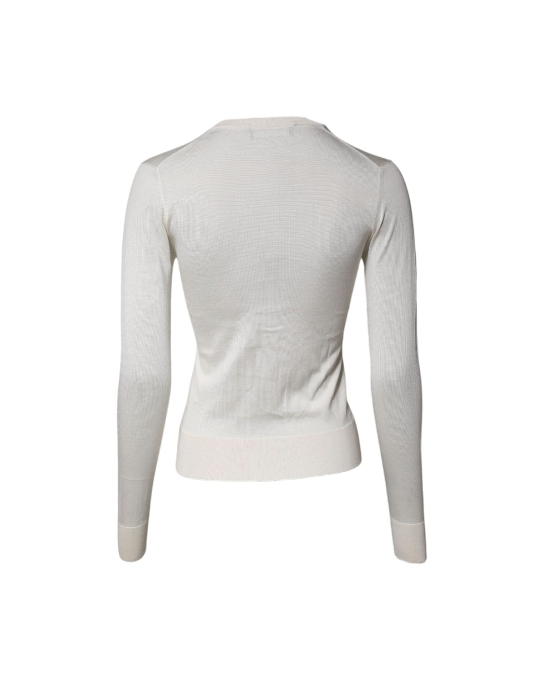 Dolce & Gabbana Silk Cream Floral Embellished Cardigan Sweater Cardigans