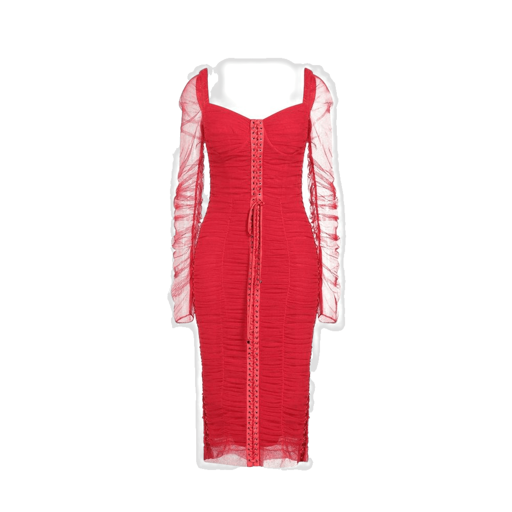 Dolce & Gabbana Silk Ruched Tulle Midi Dress Glam Steals