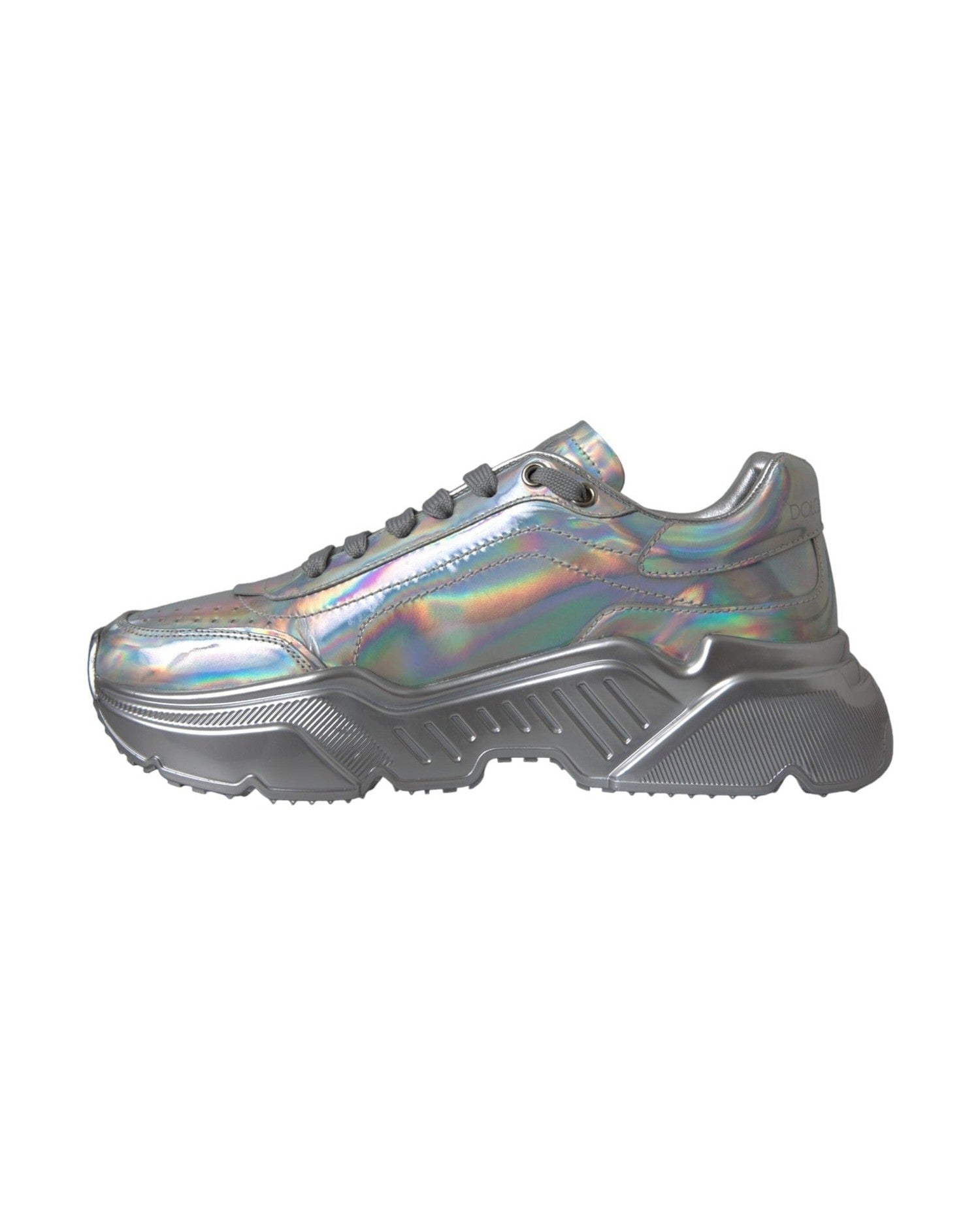 Dolce & Gabbana Silver Iridescent Daymaster Leather Sneakers Shoes Glam Steals