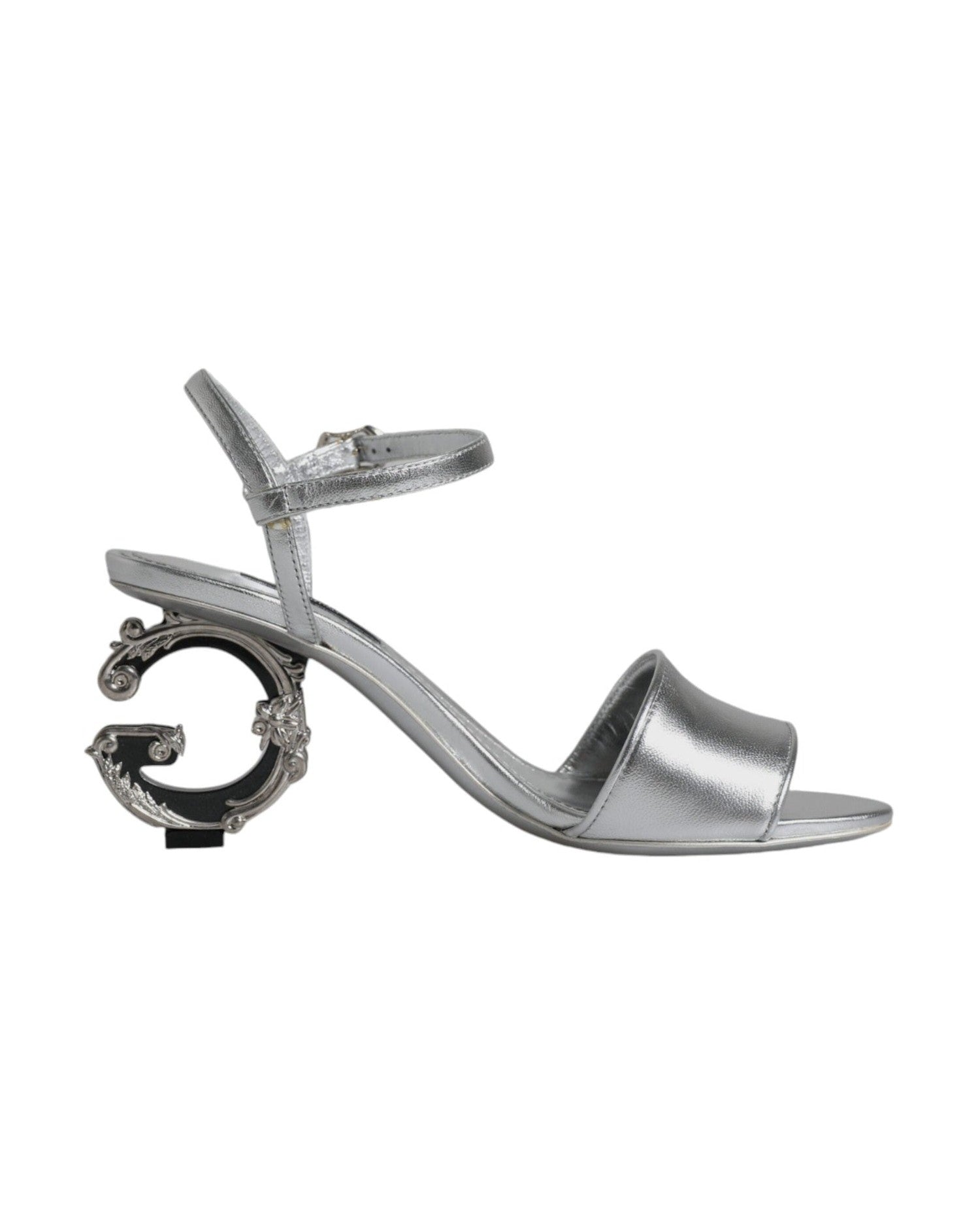 Dolce & Gabbana Silver Keira Heels Ankle Strap Sandals Shoes Heels