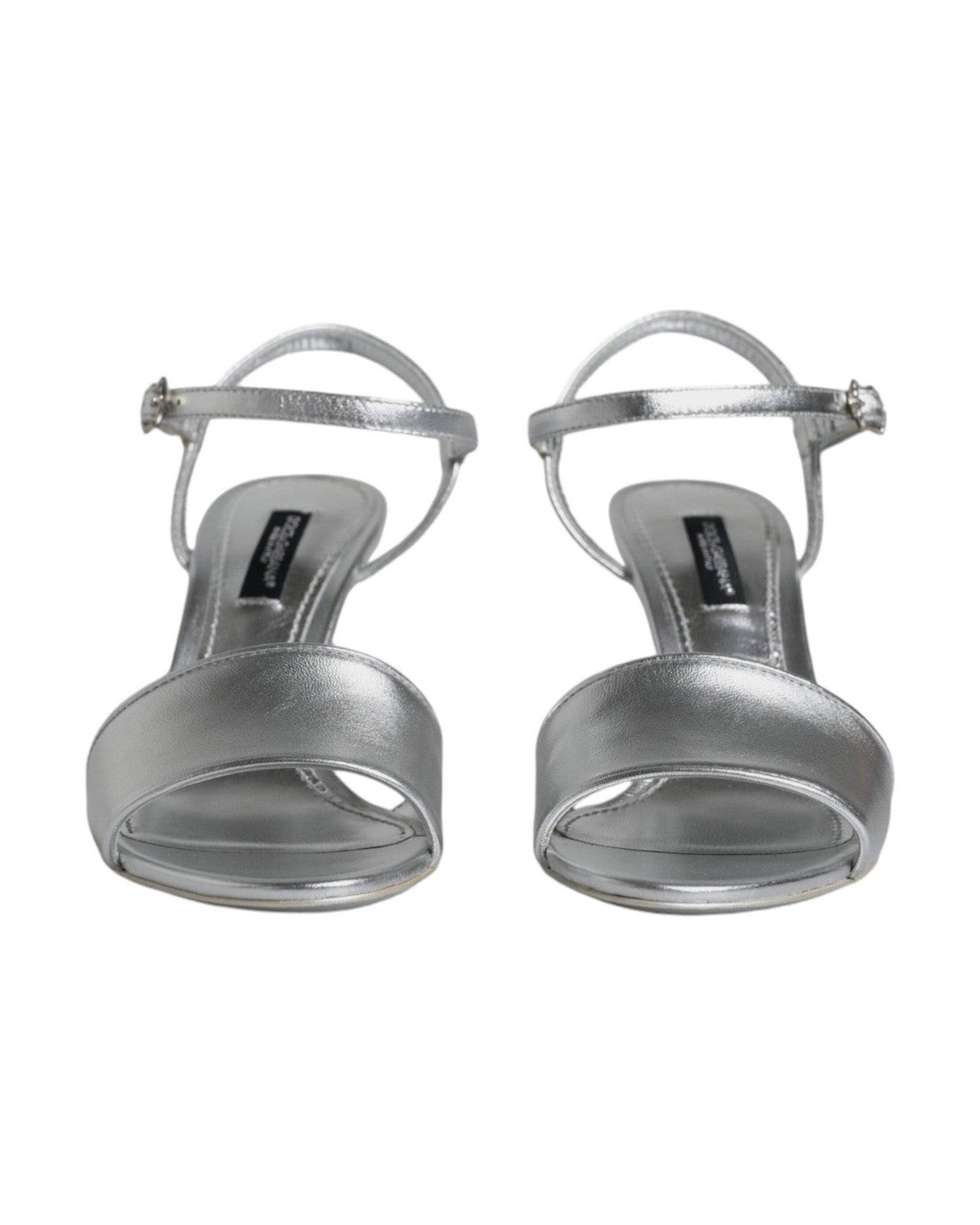 Dolce & Gabbana Silver Keira Heels Ankle Strap Sandals Shoes Glam Steals