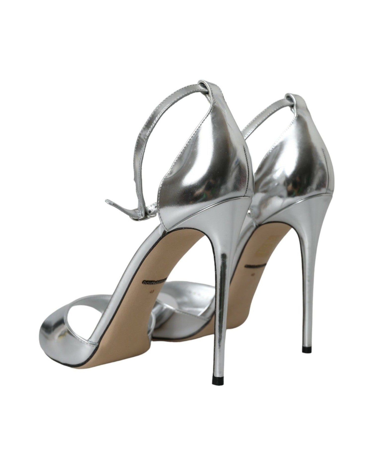 Dolce & Gabbana Silver Keira Leather Heels Sandals Shoes Heels