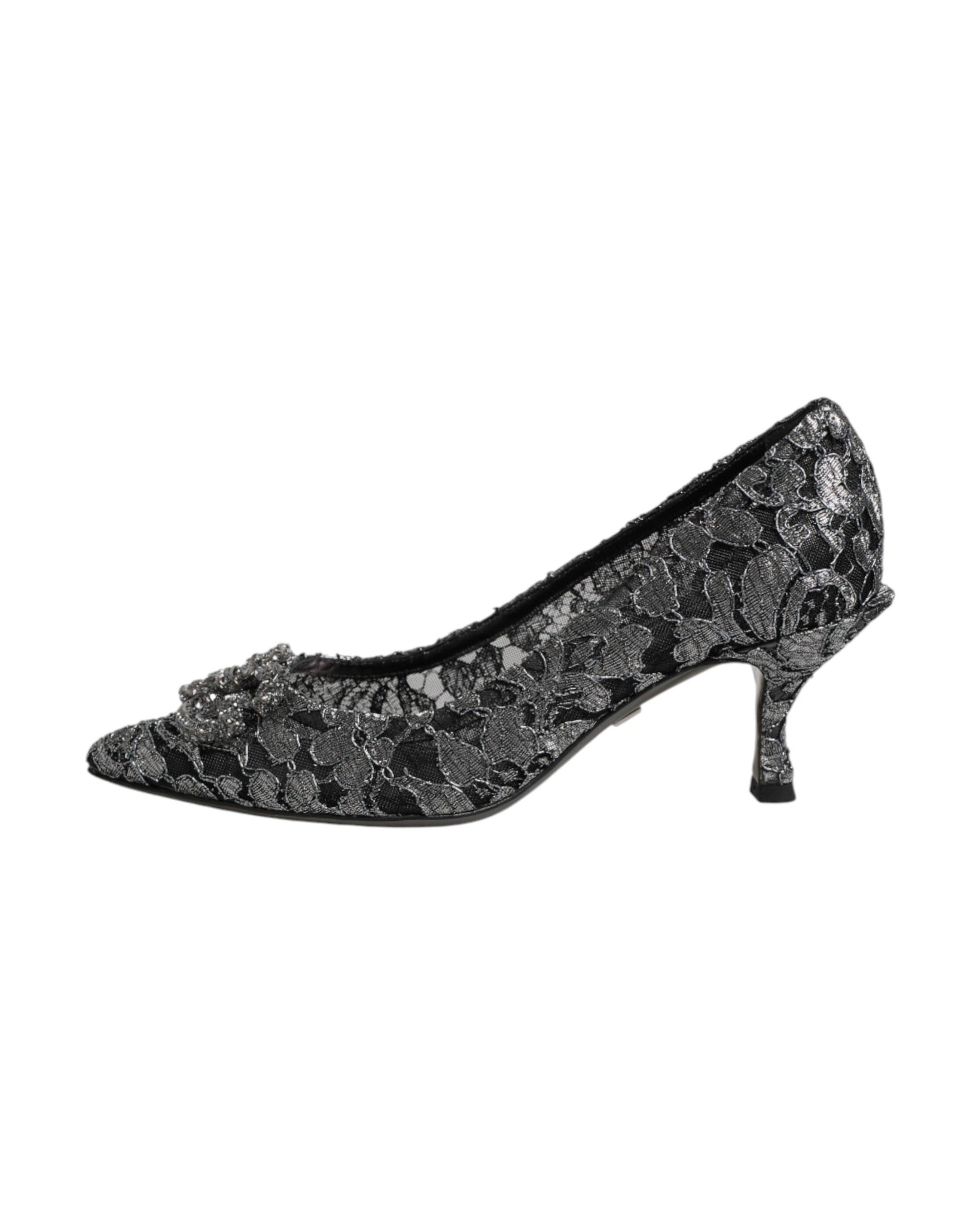 Dolce & Gabbana Silver Lace Dg Amore Heels Glam Steals