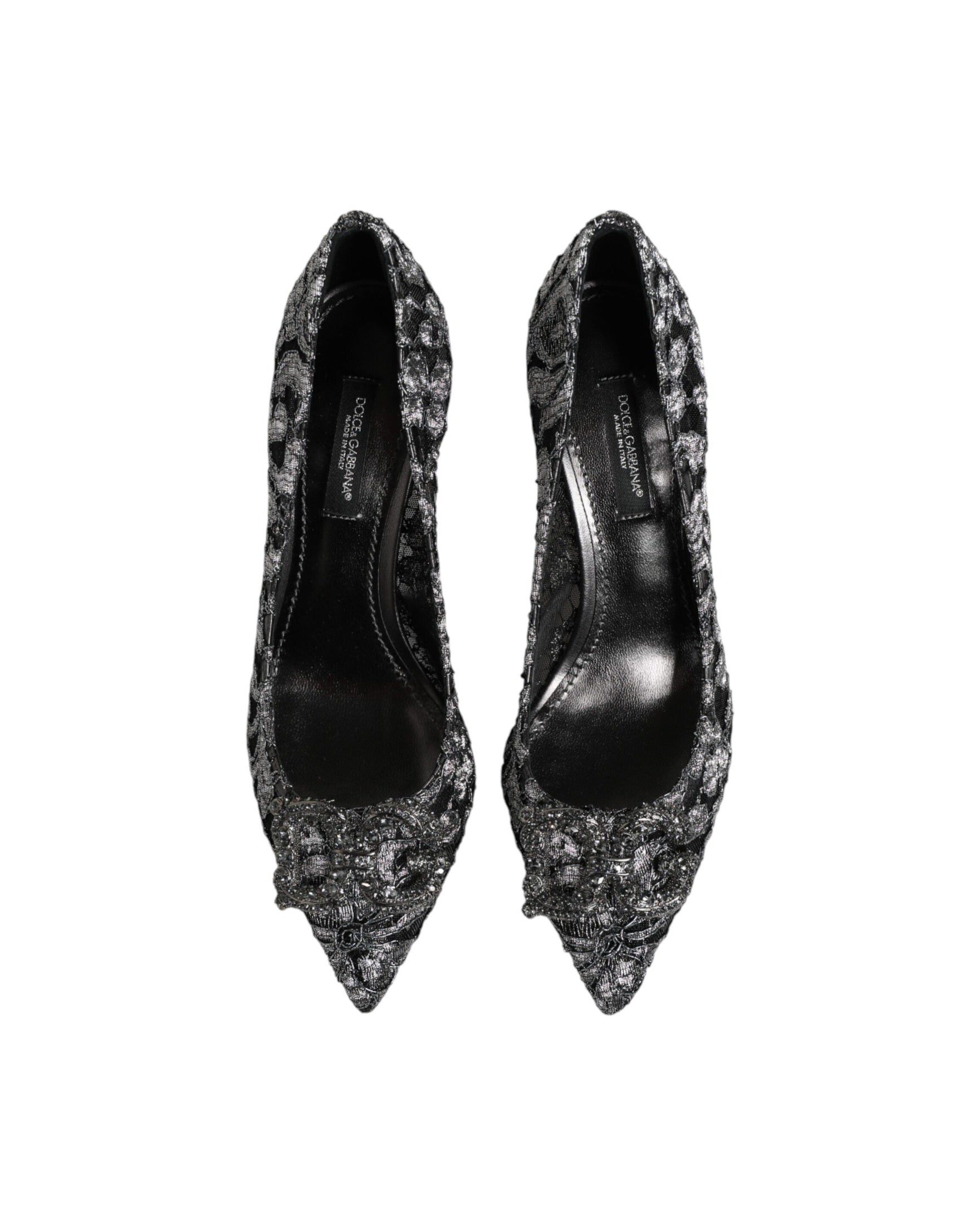 Dolce & Gabbana Silver Lace Dg Amore Heels Glam Steals