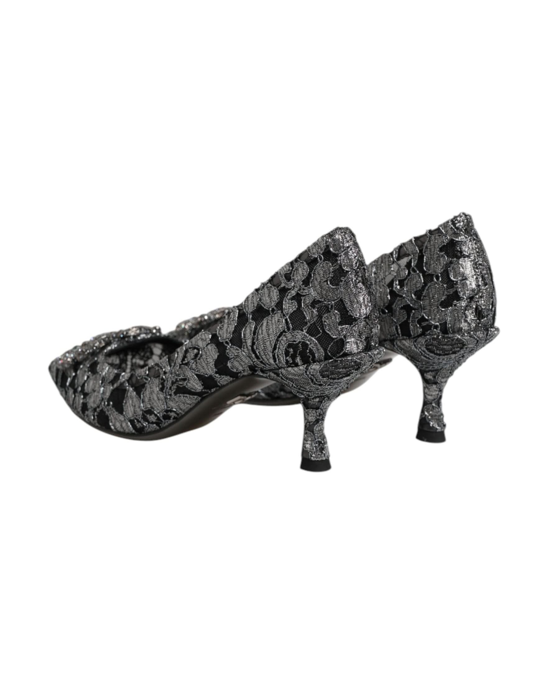 Dolce & Gabbana Silver Lace Dg Amore Heels Heels