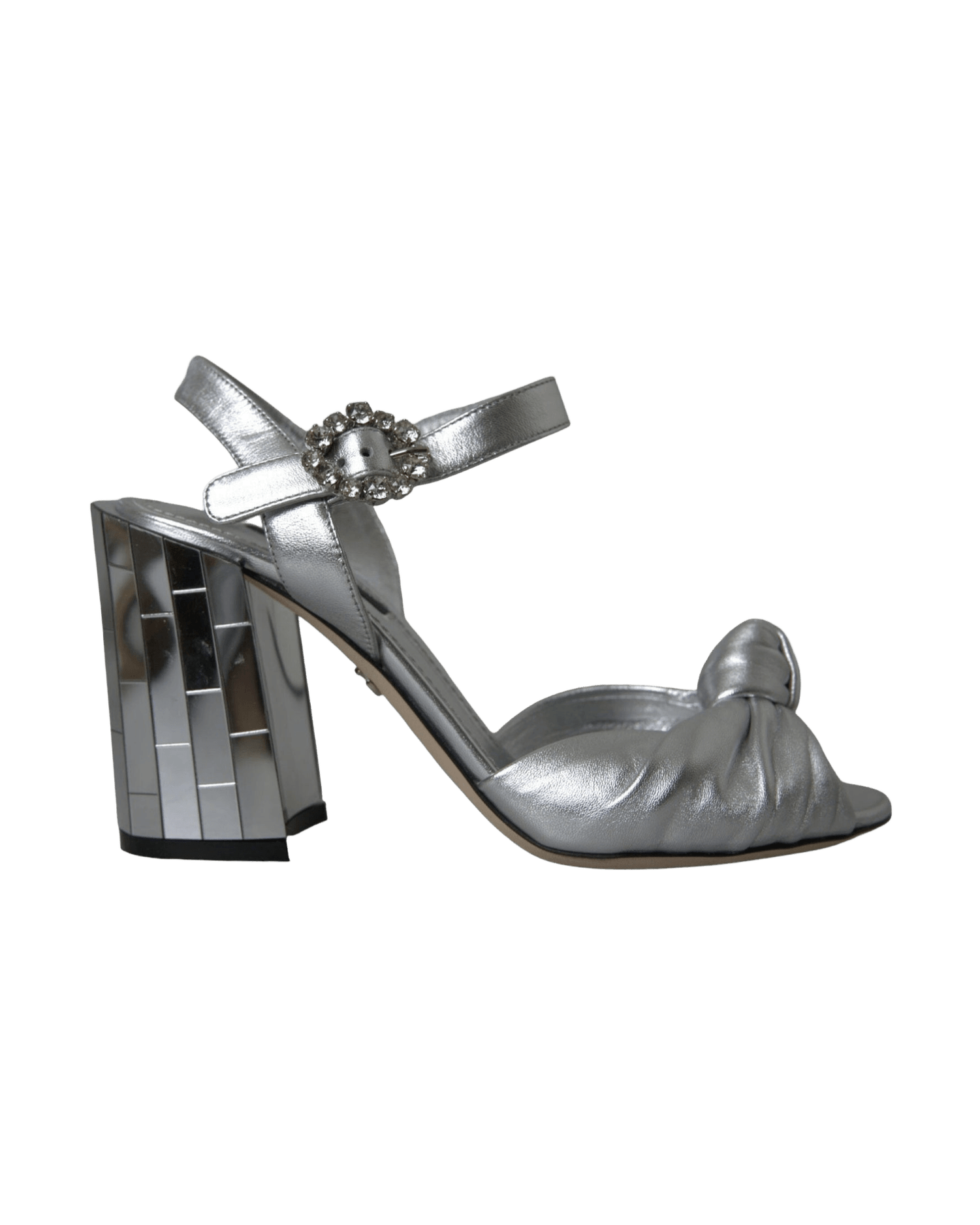 Dolce & Gabbana Silver Lambskin Leather Heels Sandals Shoes Heels