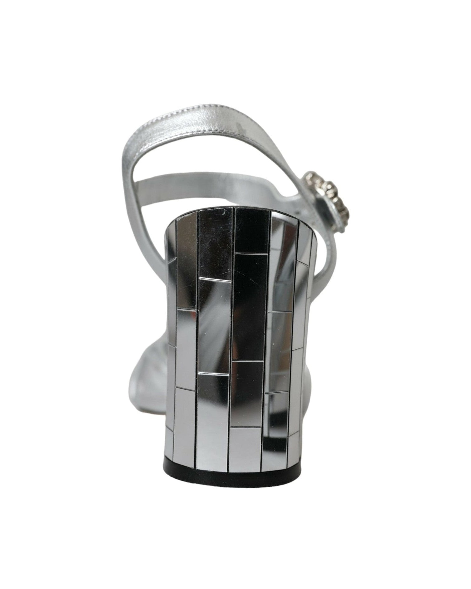 Dolce & Gabbana Silver Lambskin Leather Heels Sandals Shoes Glam Steals