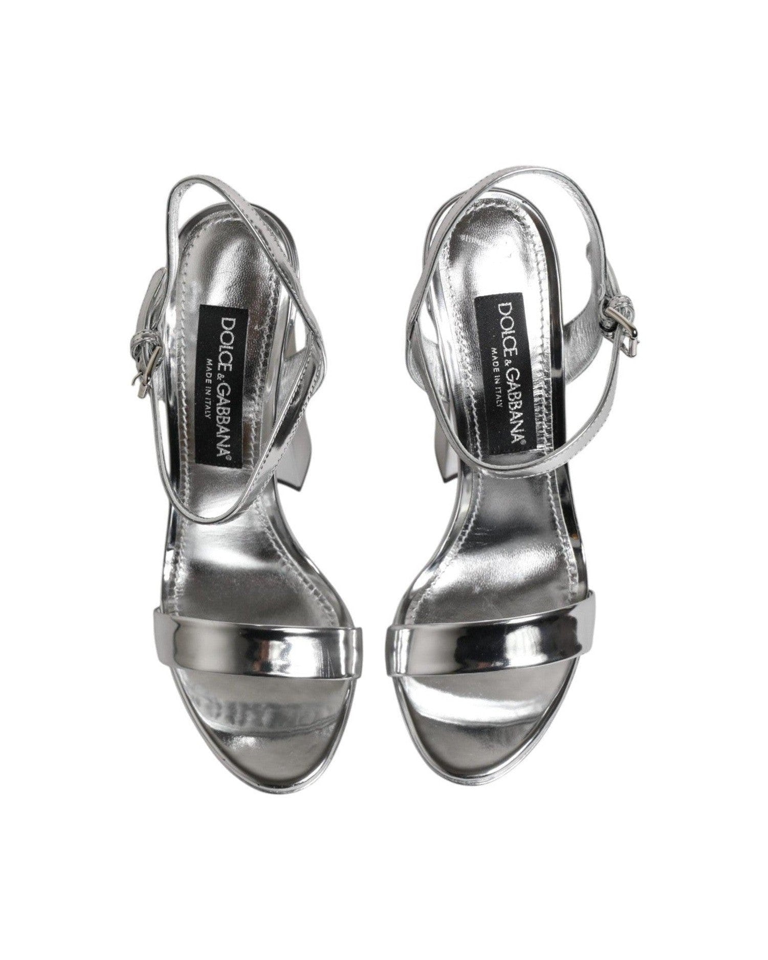 Dolce & Gabbana Silver Leather Platform Keira Sandals Shoes Glam Steals