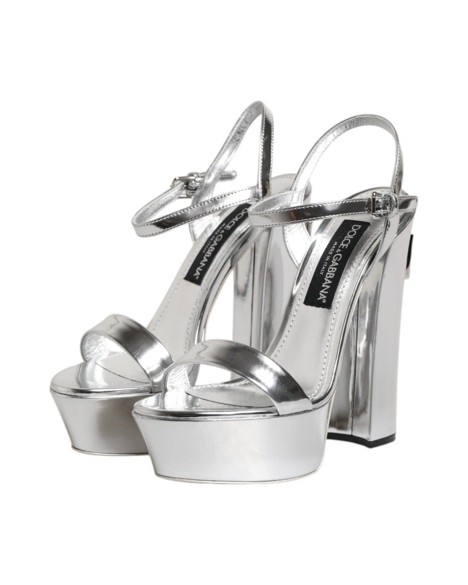 Dolce & Gabbana Silver Leather Platform Keira Sandals Shoes Glam Steals