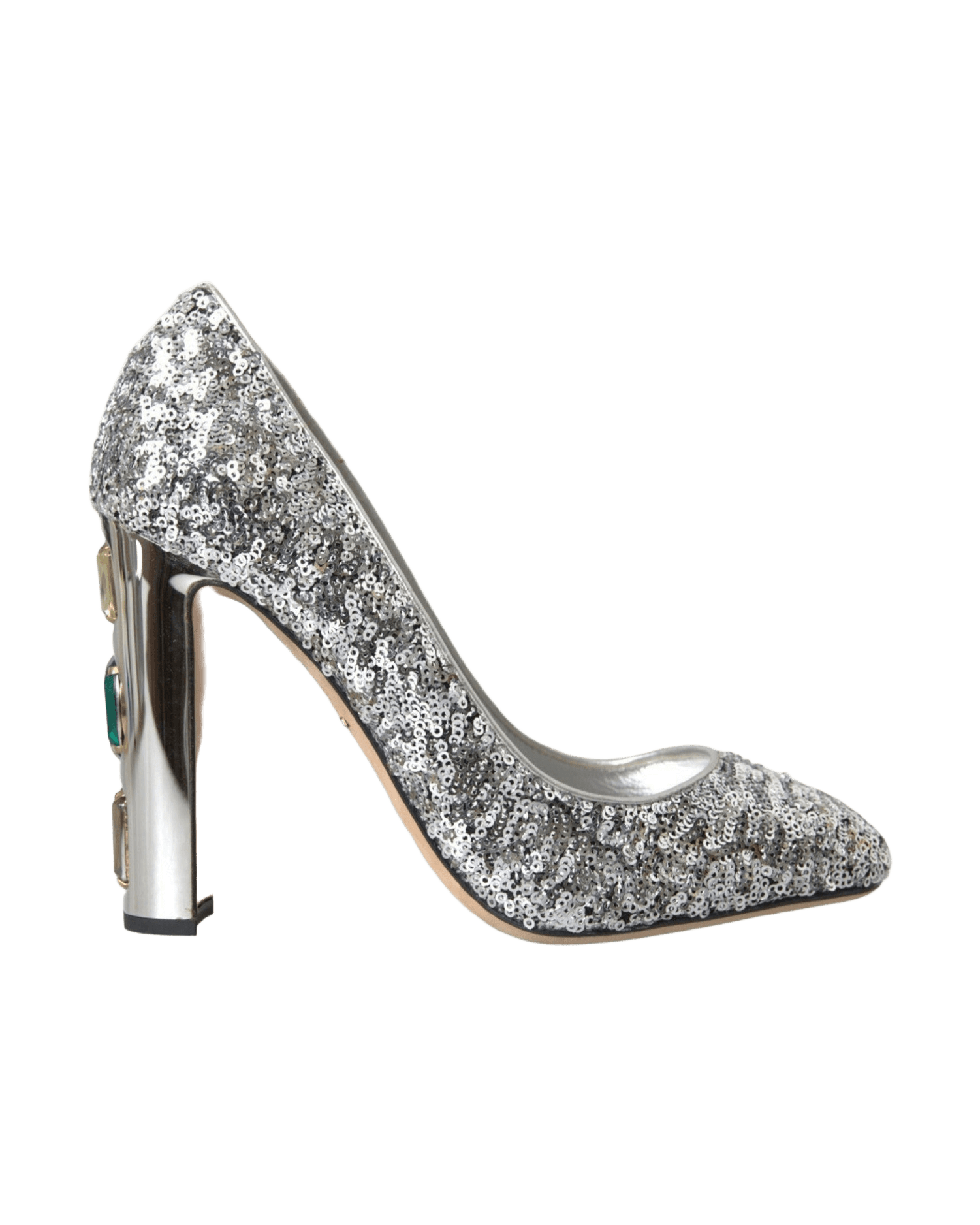 Dolce & Gabbana Silver Sequin Embellished Heels Pumps Shoes Glam Steals