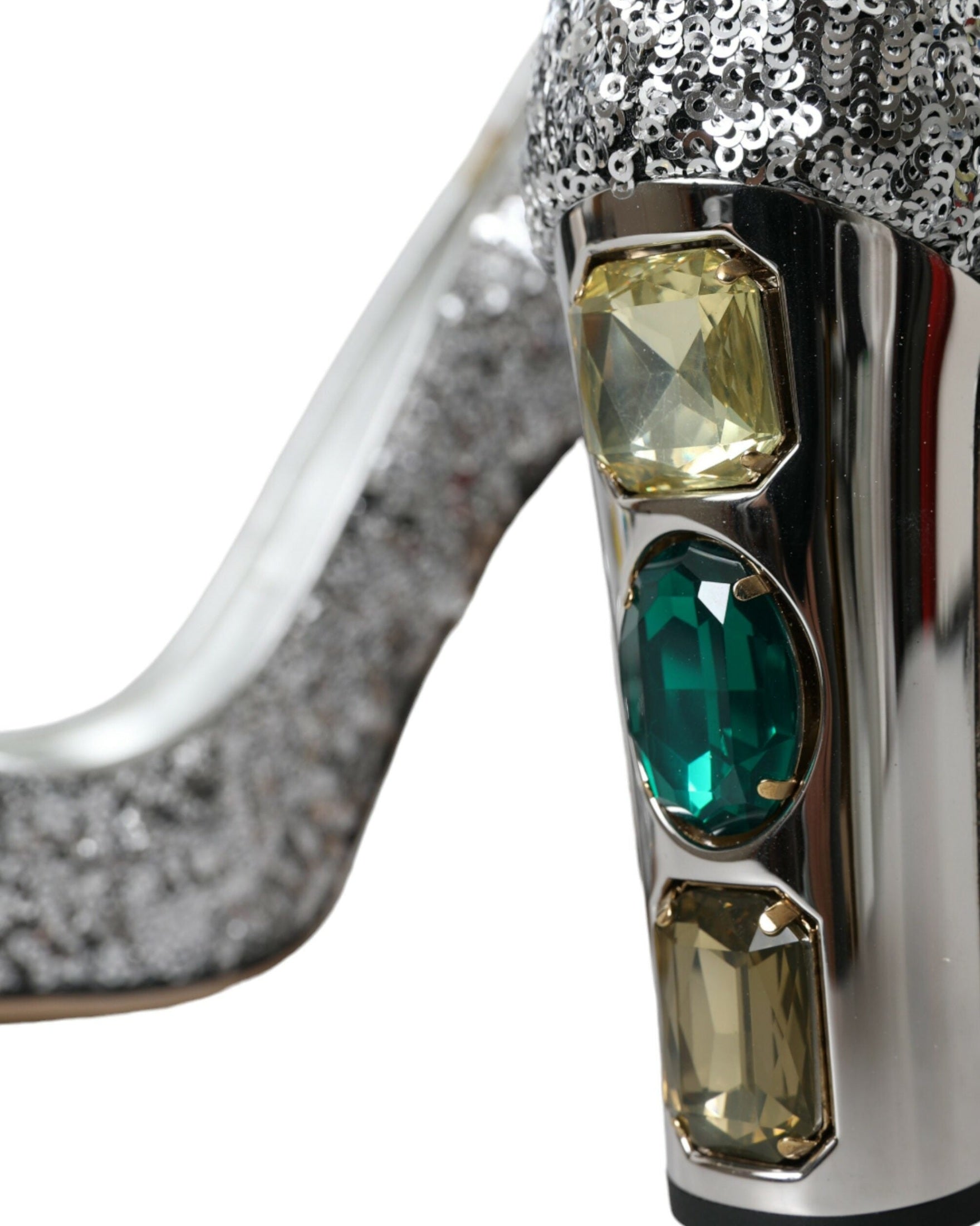 Dolce & Gabbana Silver Sequin Embellished Heels Pumps Shoes Glam Steals