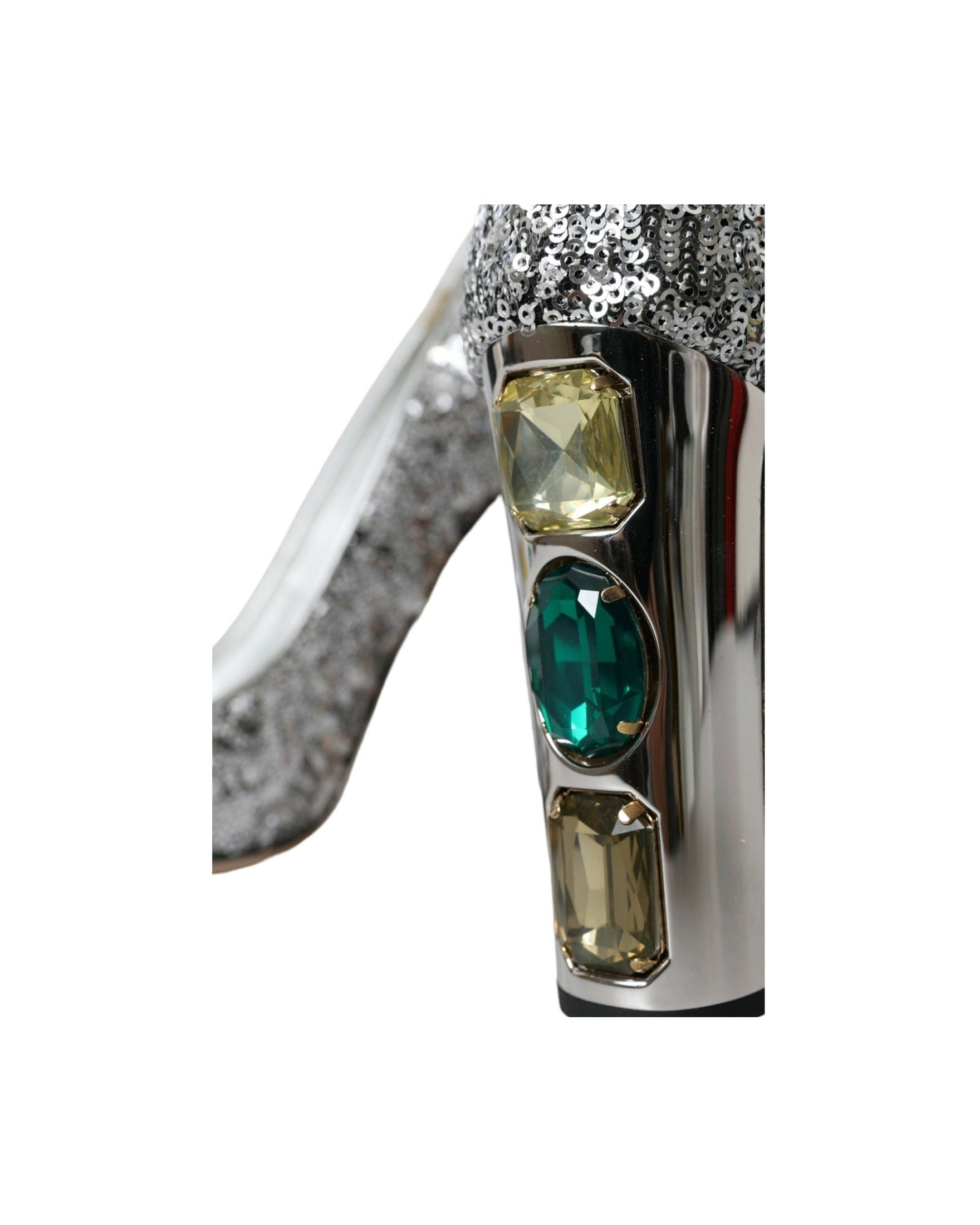 Dolce & Gabbana Silver Sequin Embellished Heels Pumps Shoes Glam Steals