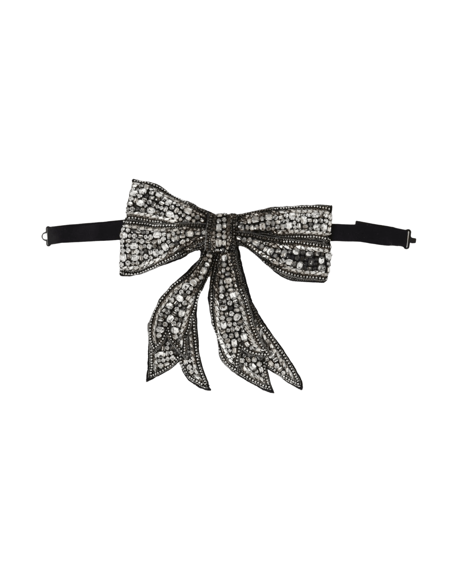 Dolce & Gabbana Silver Silk Crystal Embellished Bowtie Elegance Neckties