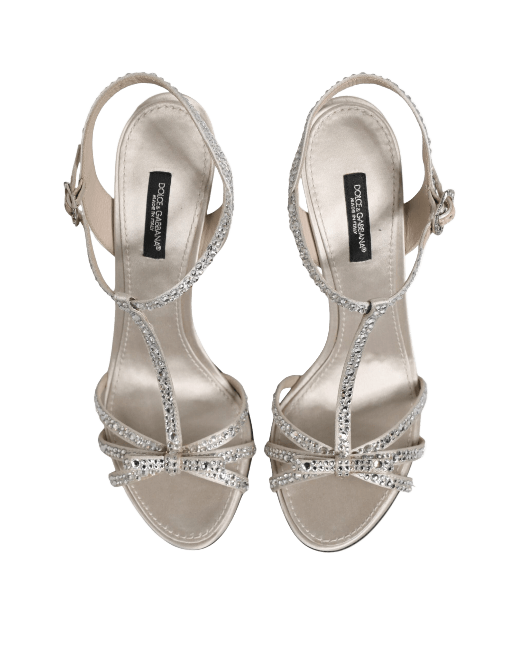 Dolce & Gabbana Silver Strass Ankle Strap Heels Sandals Shoes Glam Steals