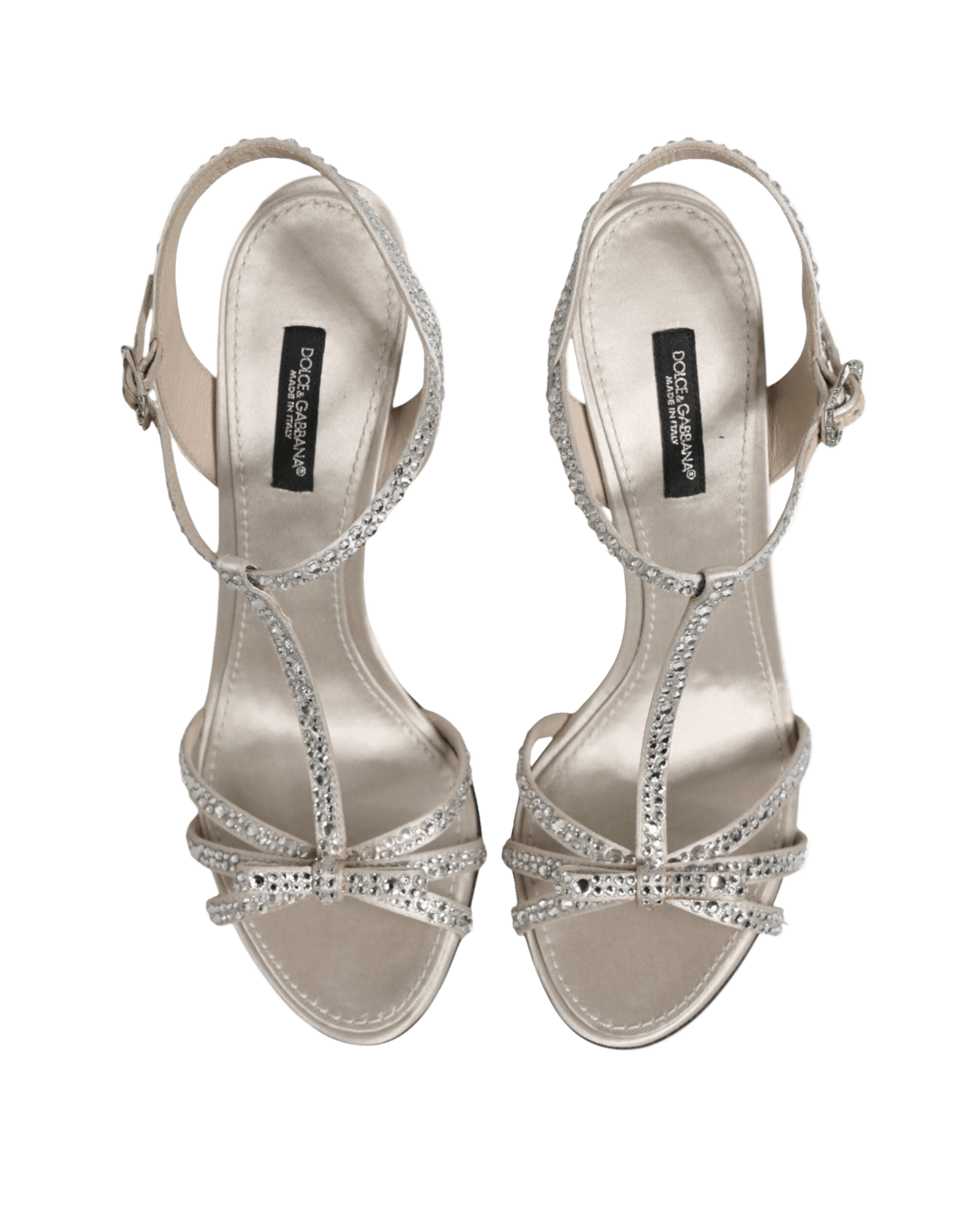 Dolce & Gabbana Silver Strass Ankle Strap Heels Sandals Shoes Heels