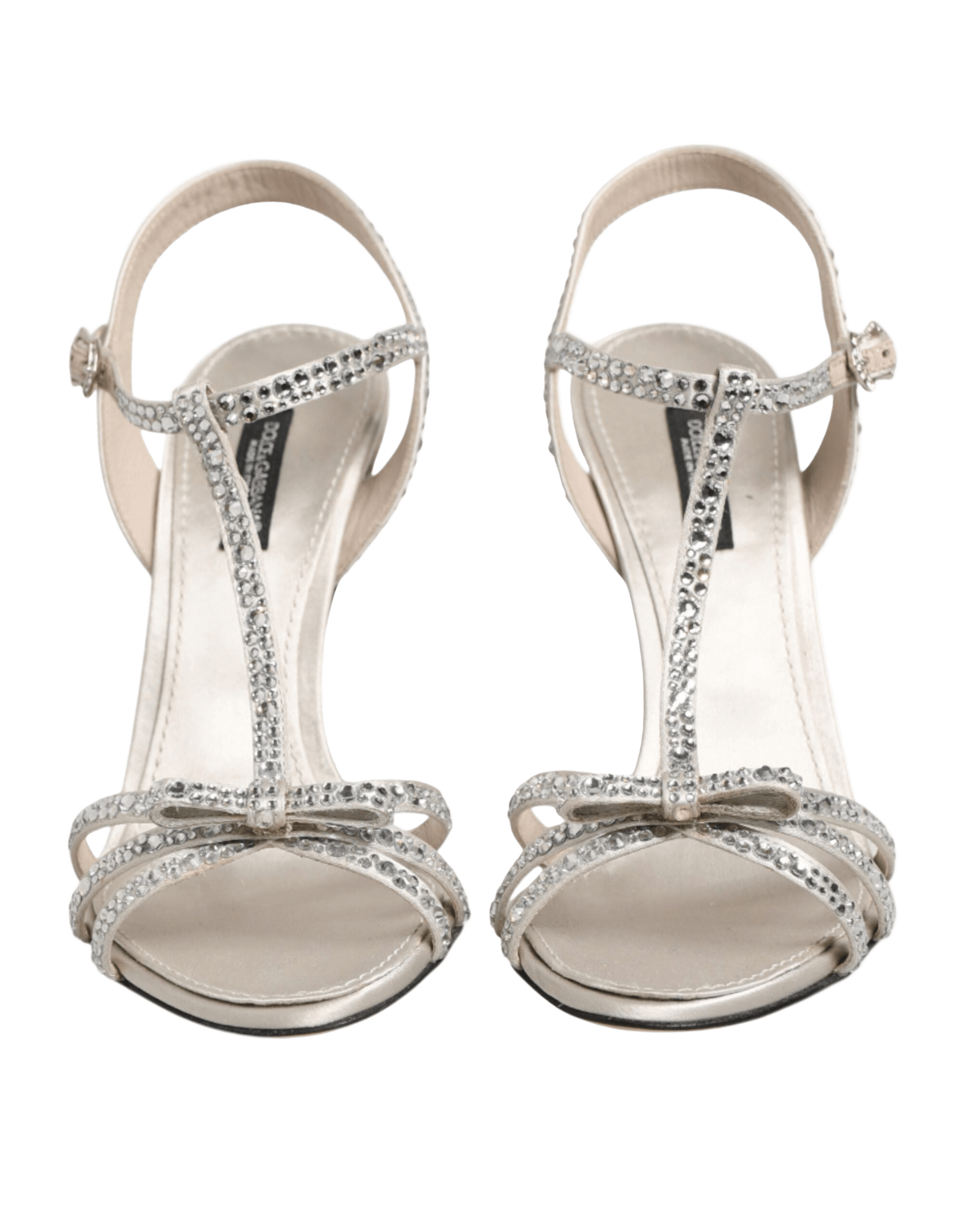 Dolce & Gabbana Silver Strass Ankle Strap Heels Sandals Shoes Glam Steals