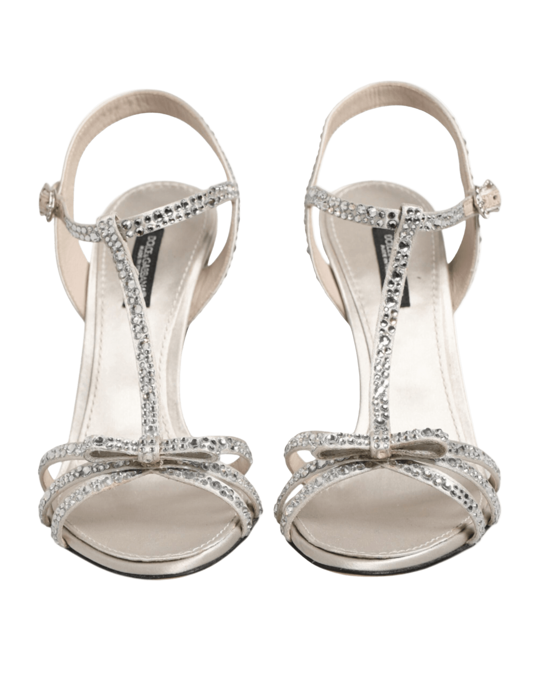 Dolce & Gabbana Silver Strass Ankle Strap Heels Sandals Shoes Heels