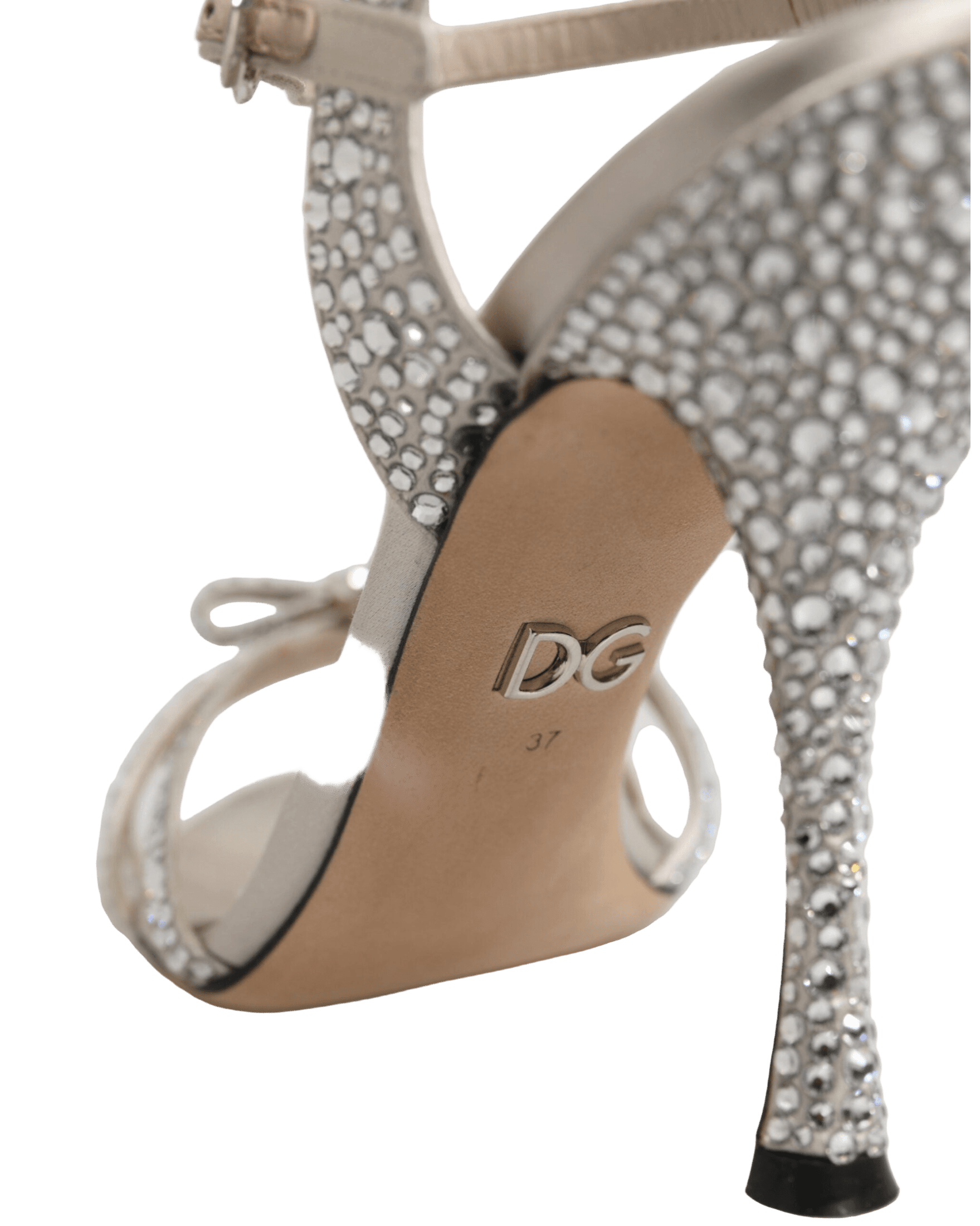 Dolce & Gabbana Silver Strass Ankle Strap Heels Sandals Shoes Heels