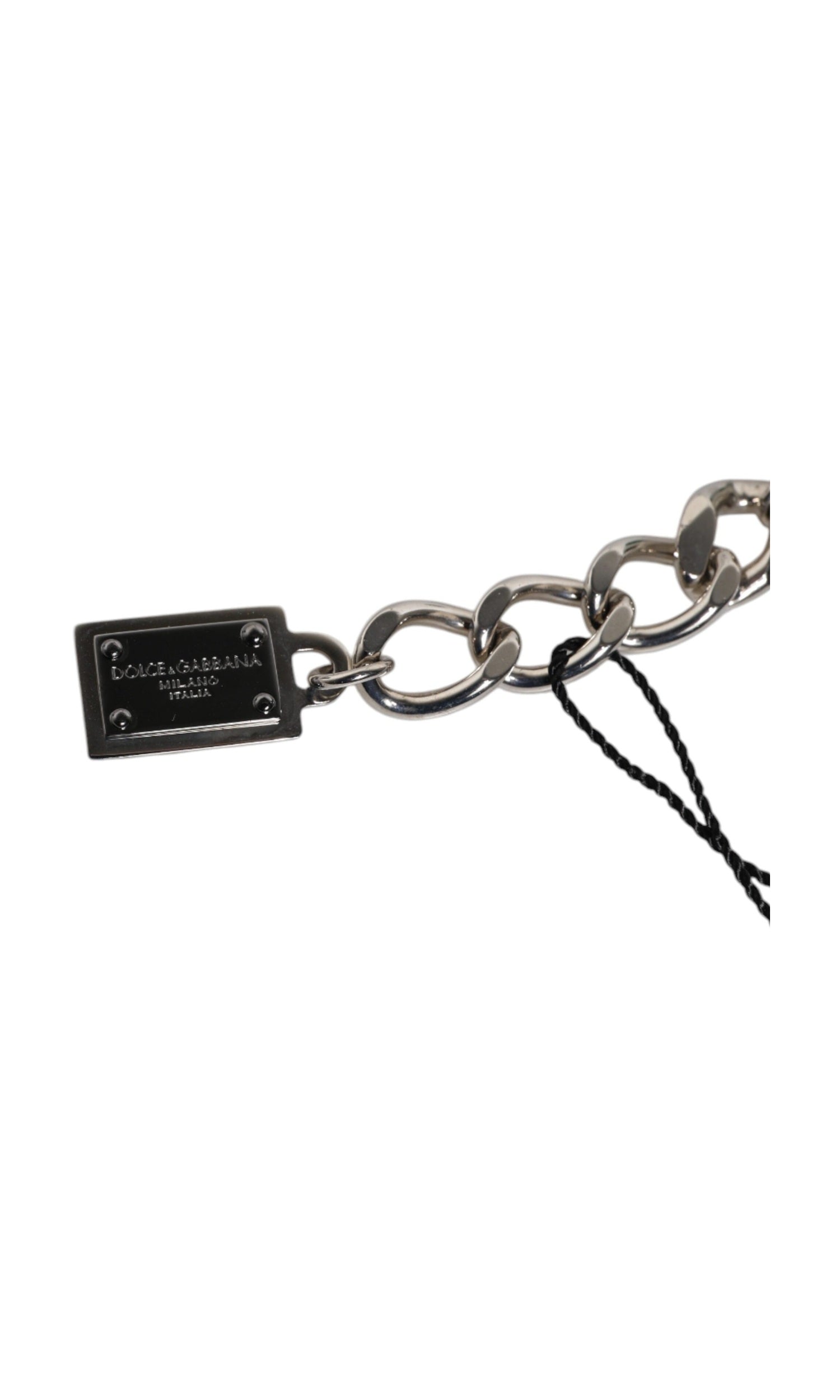 Dolce & Gabbana Silver Tone Brass Bead Dice Logo Embellish Charm Bracelet Glam Steals
