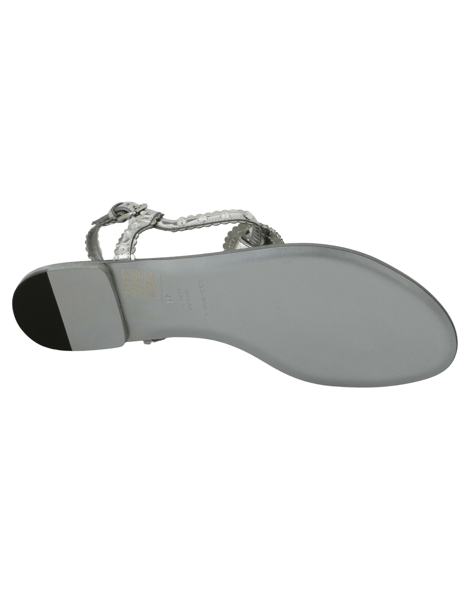 Dolce & Gabbana Silver And Crystal Sandals Flip Flops Shoes Sandals