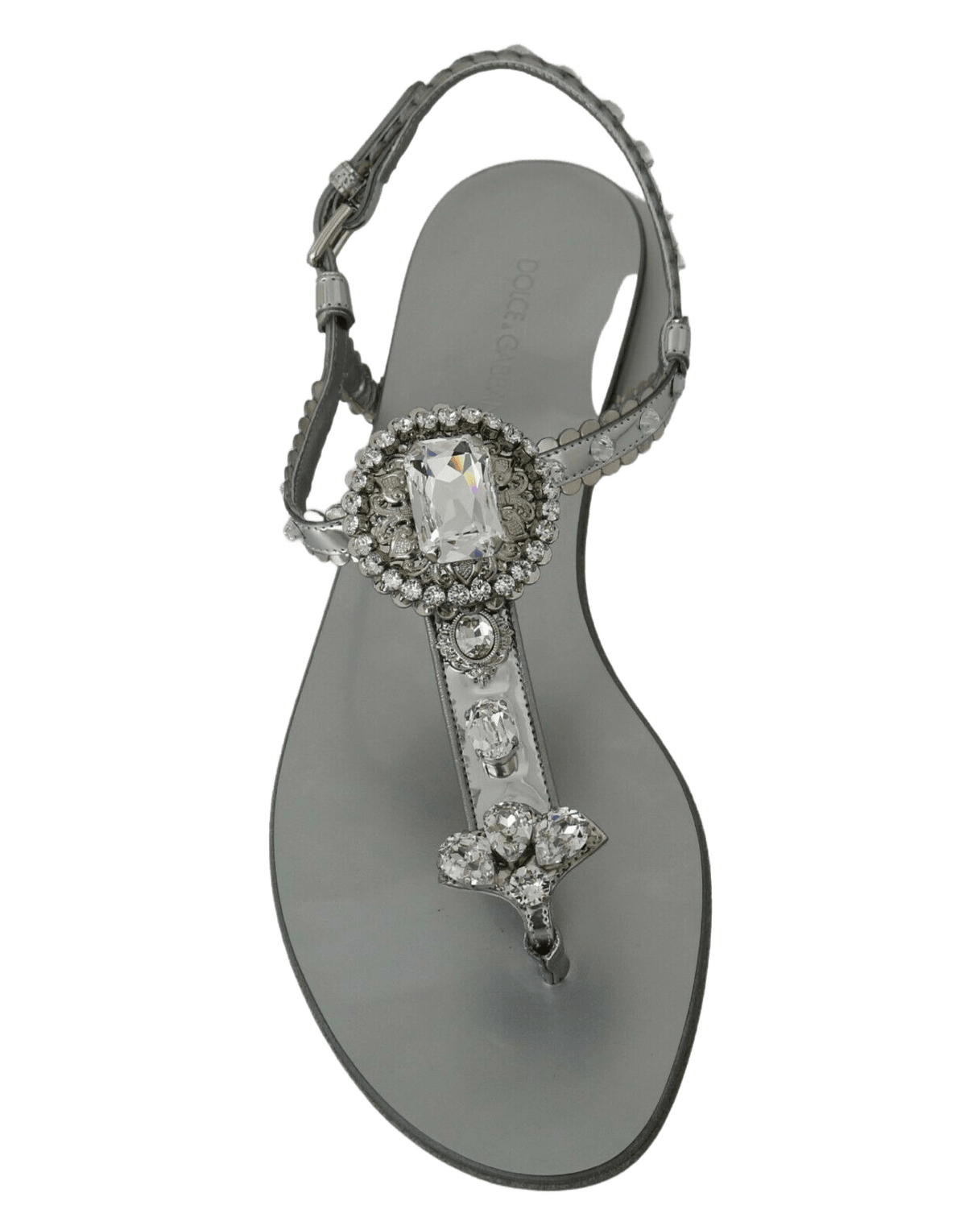 Dolce & Gabbana Silver And Crystal Sandals Flip Flops Shoes Sandals